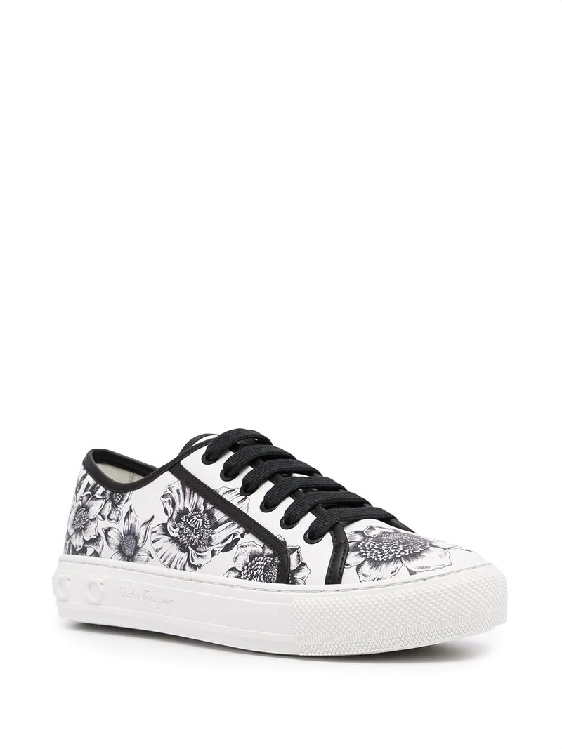 FERRAGAMO Borg floral-print sneakers outlook