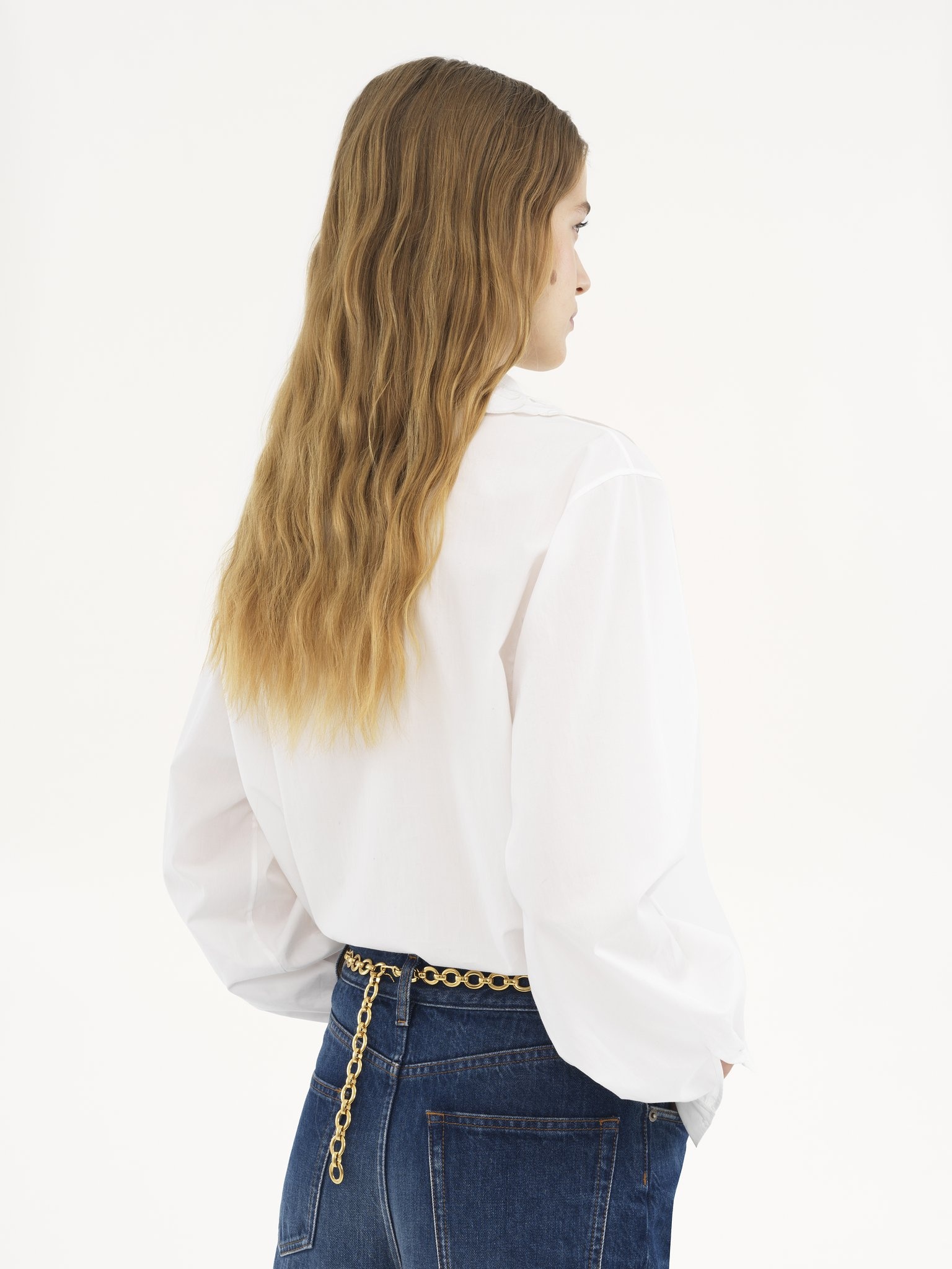 EMBROIDERED LAVALLIÈRE SHIRT IN COTTON POPLIN - 5