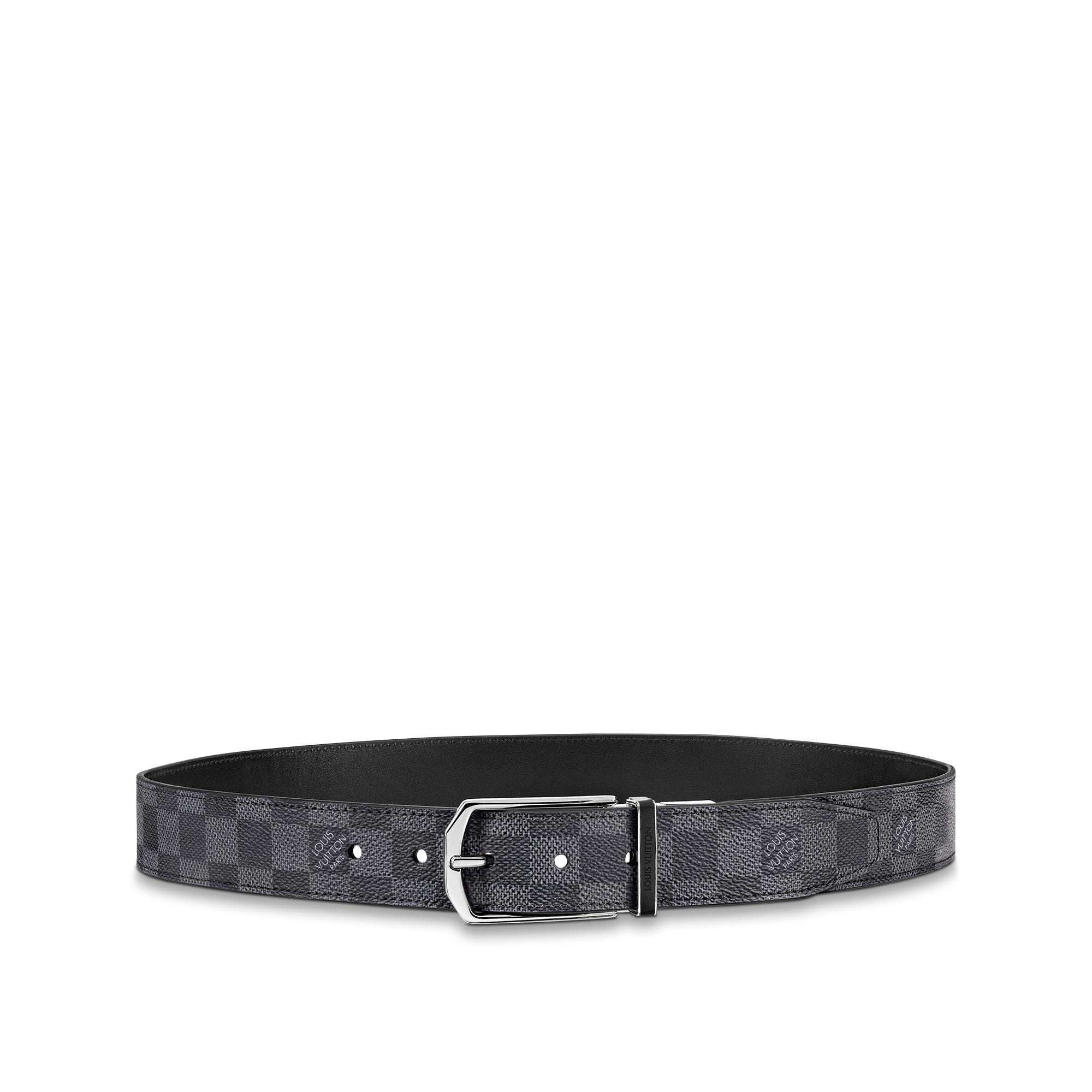 Louis Vuitton LV Circle 35mm Reversible Belt Black + Cowhide. Size 85 cm