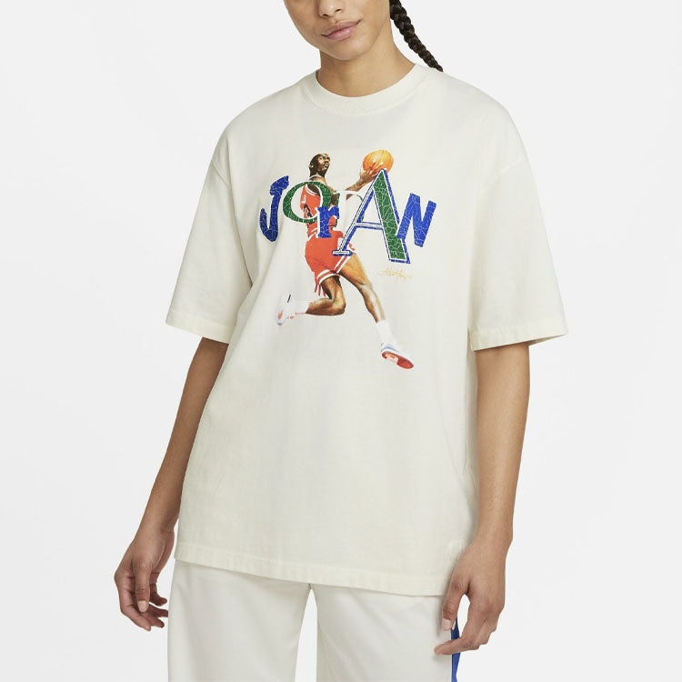 Air Jordan x Aleali May Crossover Printing Basketball Sports Short Sleeve White DH3852-133 - 3