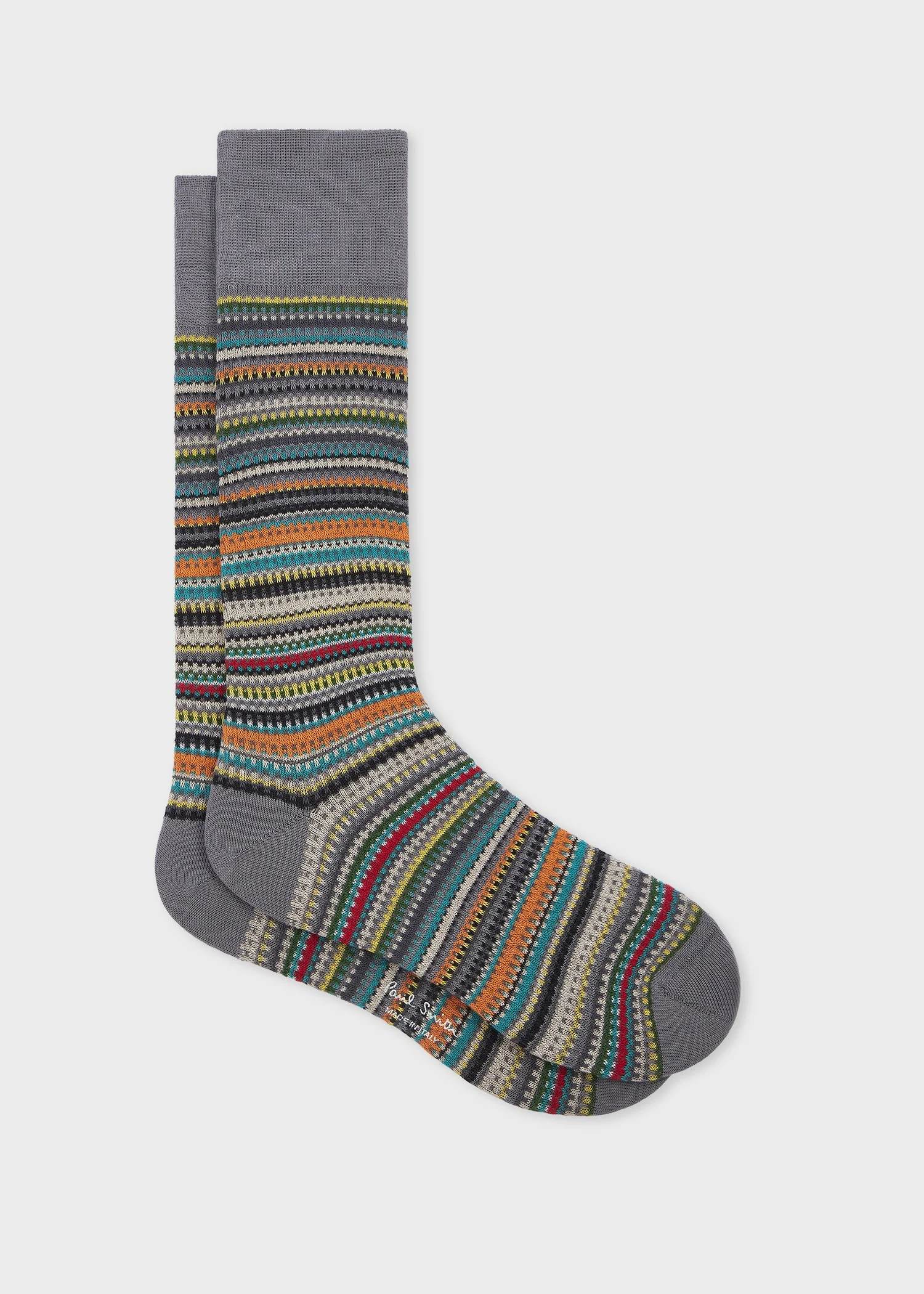Grey 'Signature Stripe' Cotton-Blend Pique Socks - 1