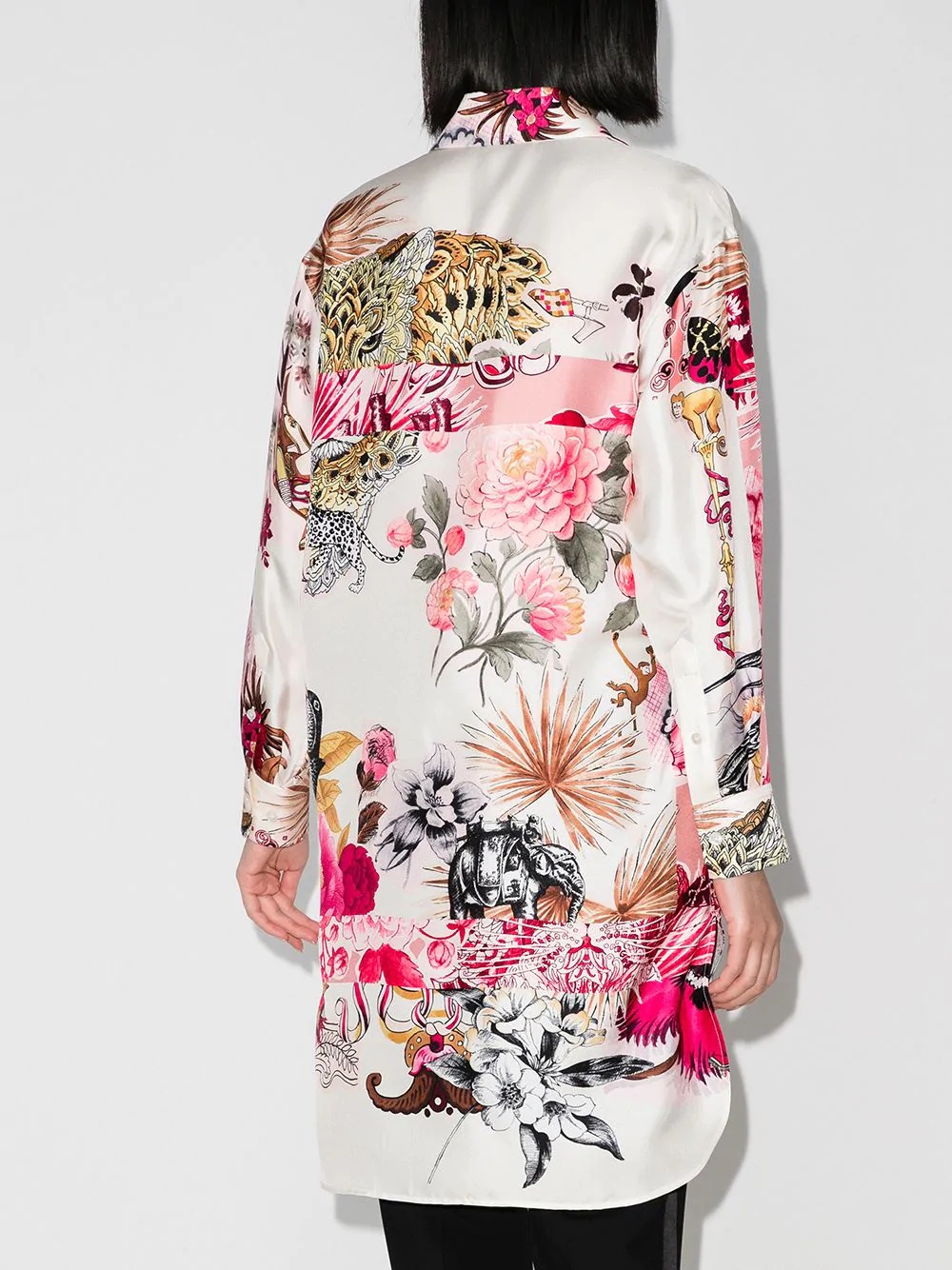 floral-print long-line shirt - 3