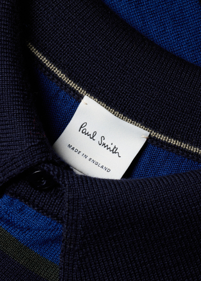 Paul Smith Cobalt Merino Wool Stripe Rugby outlook