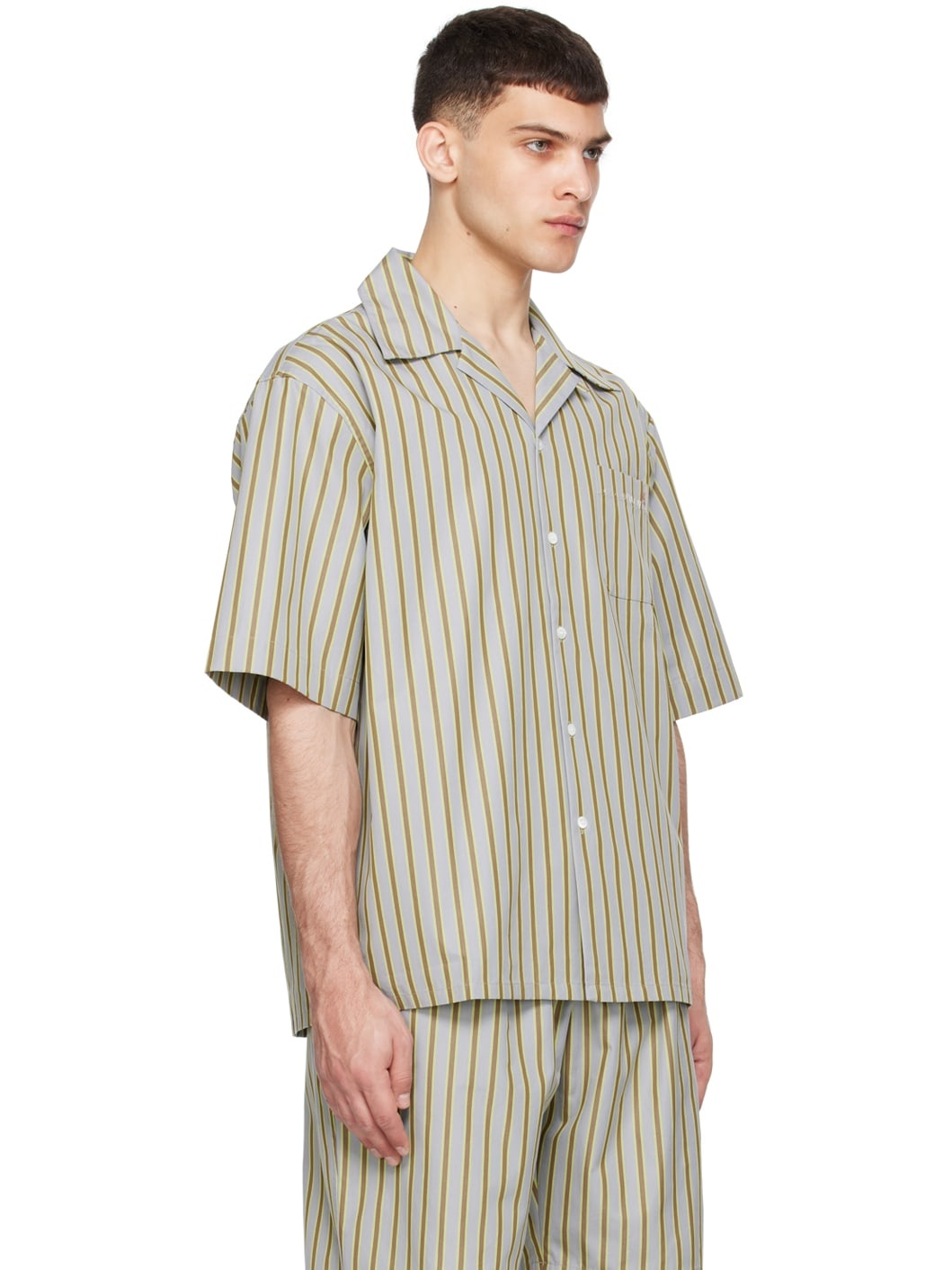 Brown & Gray Striped Shirt - 2
