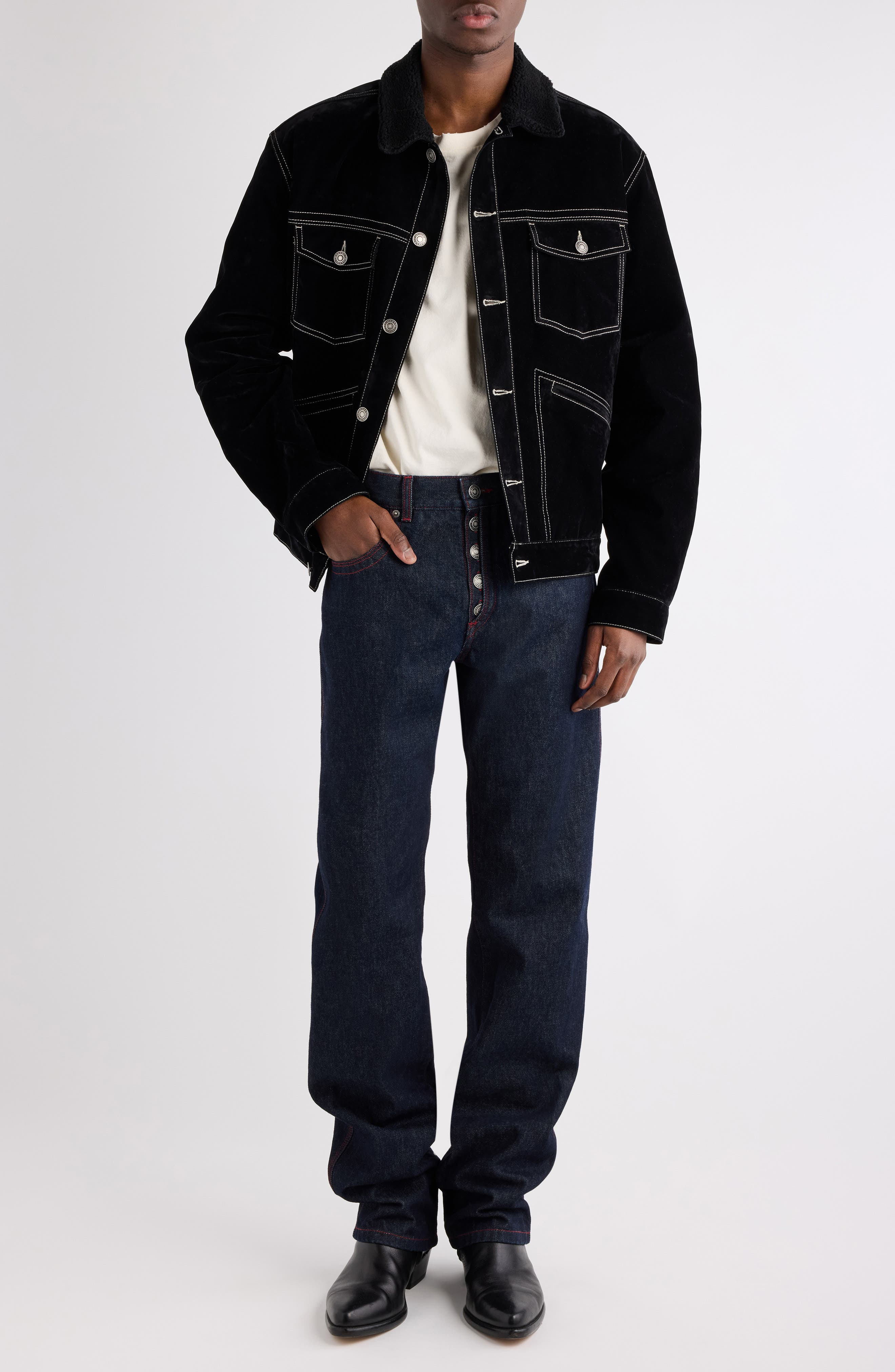 Isabel Marant Jeffrey Relaxed Straight Leg Jeans in Dark Midnight at Nordstrom - 7