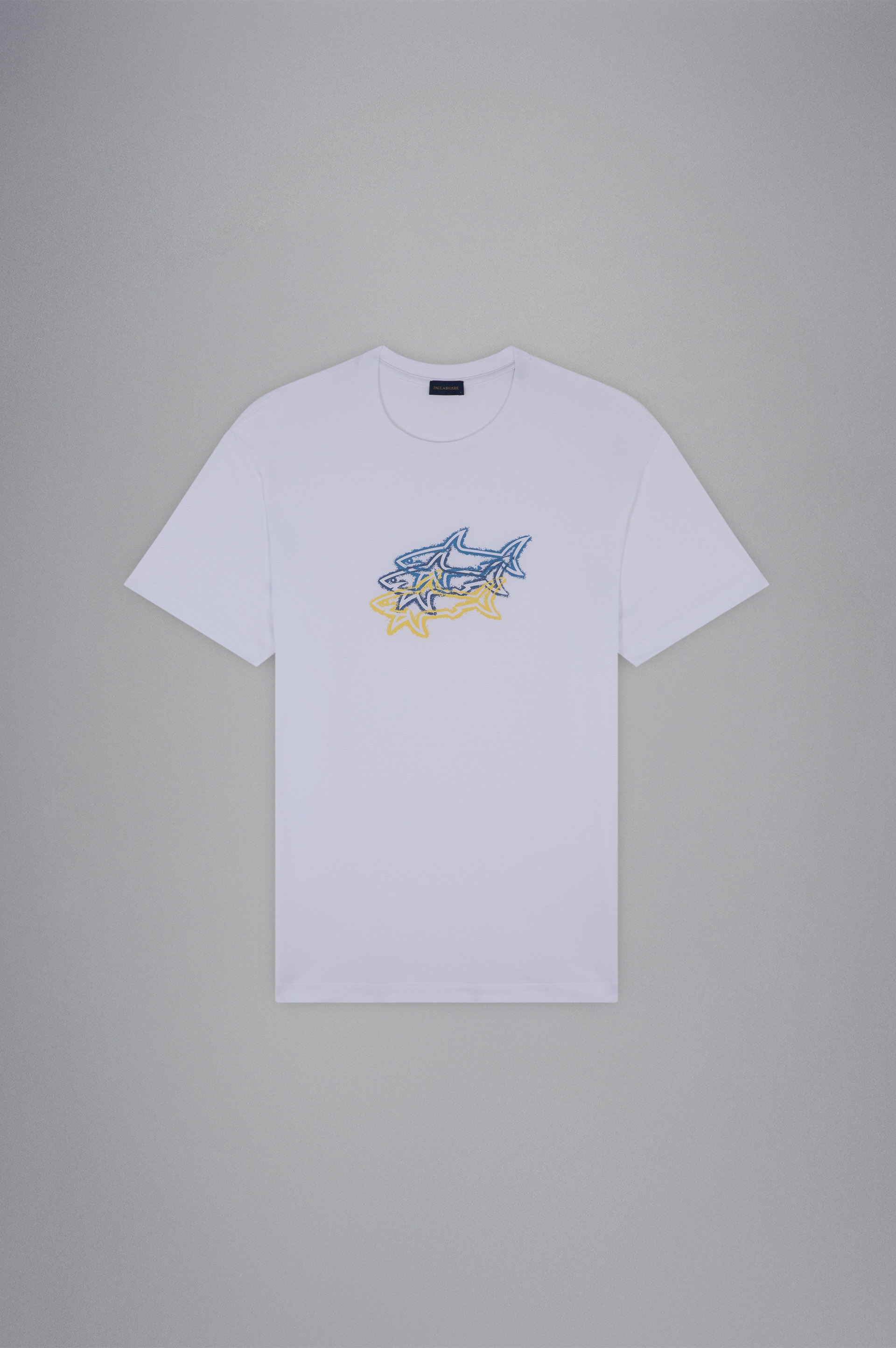 COTTON JERSEY T-SHIRT WITH MULTICOLOR SHARK PRINT - 1