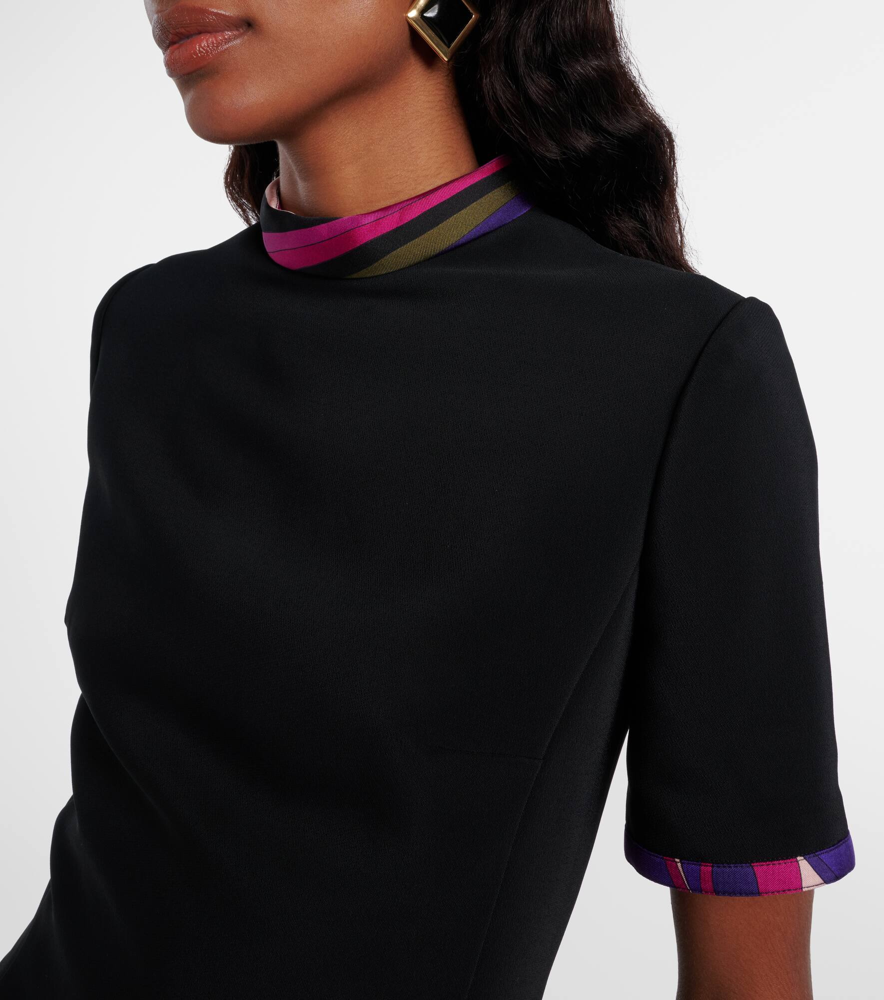 Printed silk-trimmed cady minidress - 4