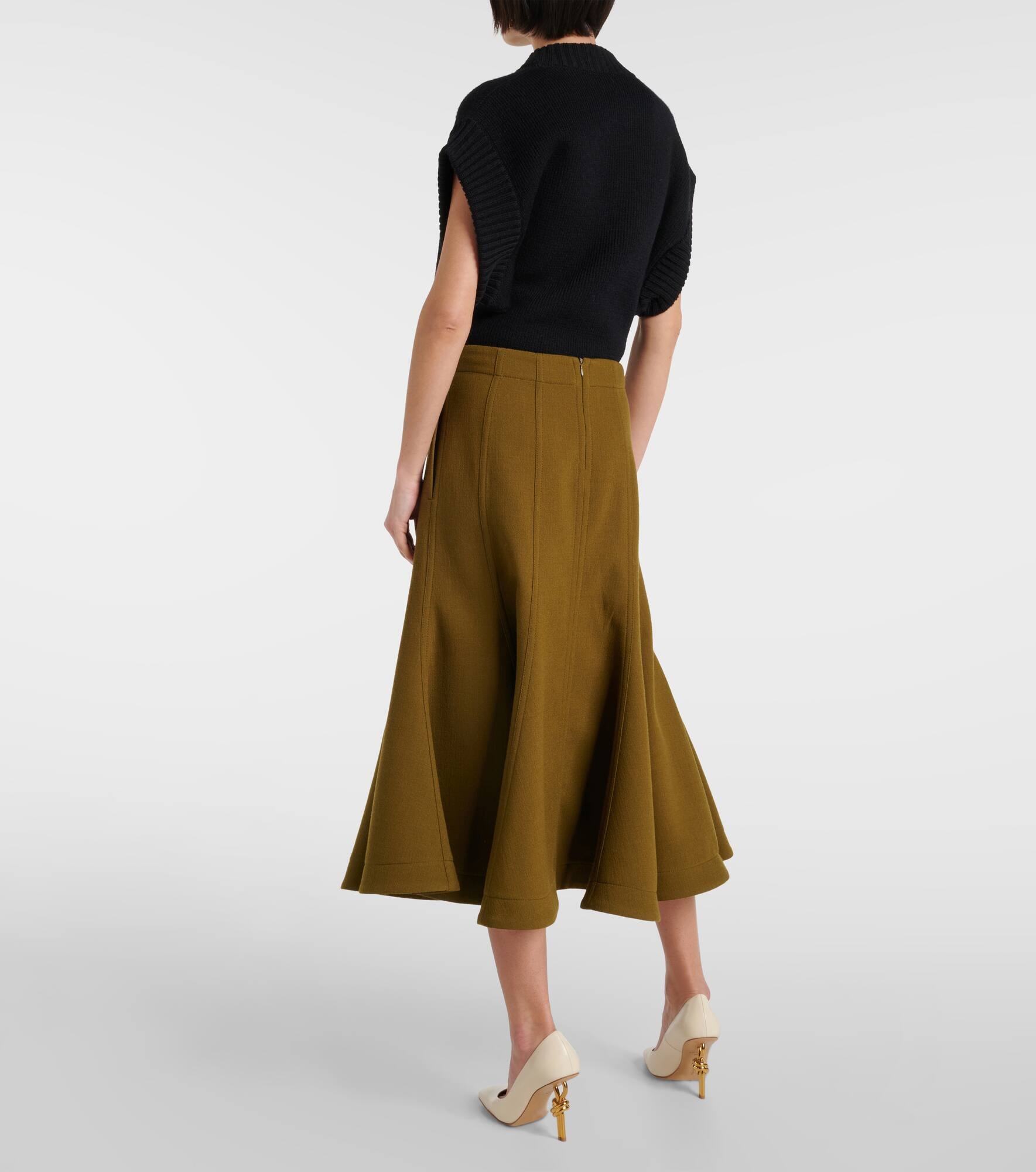 Wool crêpe midi skirt - 3
