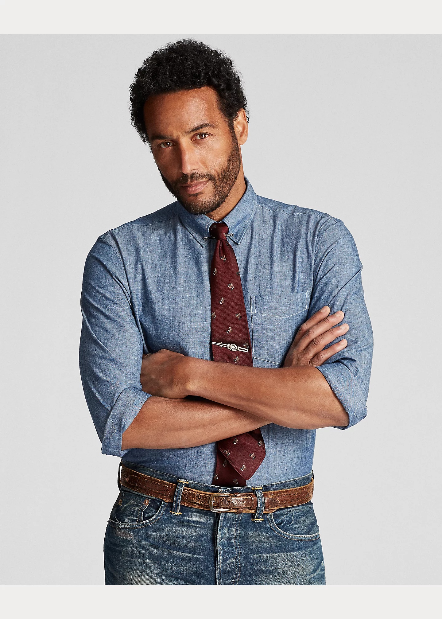 Slim Fit Chambray Shirt - 3
