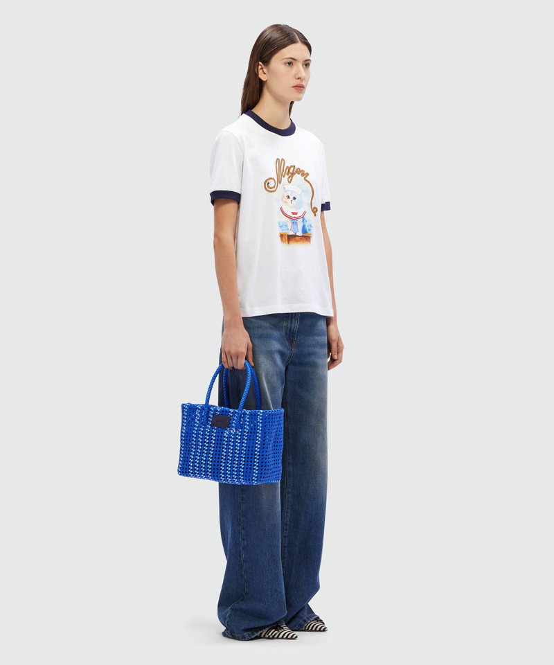 White cotton T-Shirt with MSGM Sailor Kitten print 4