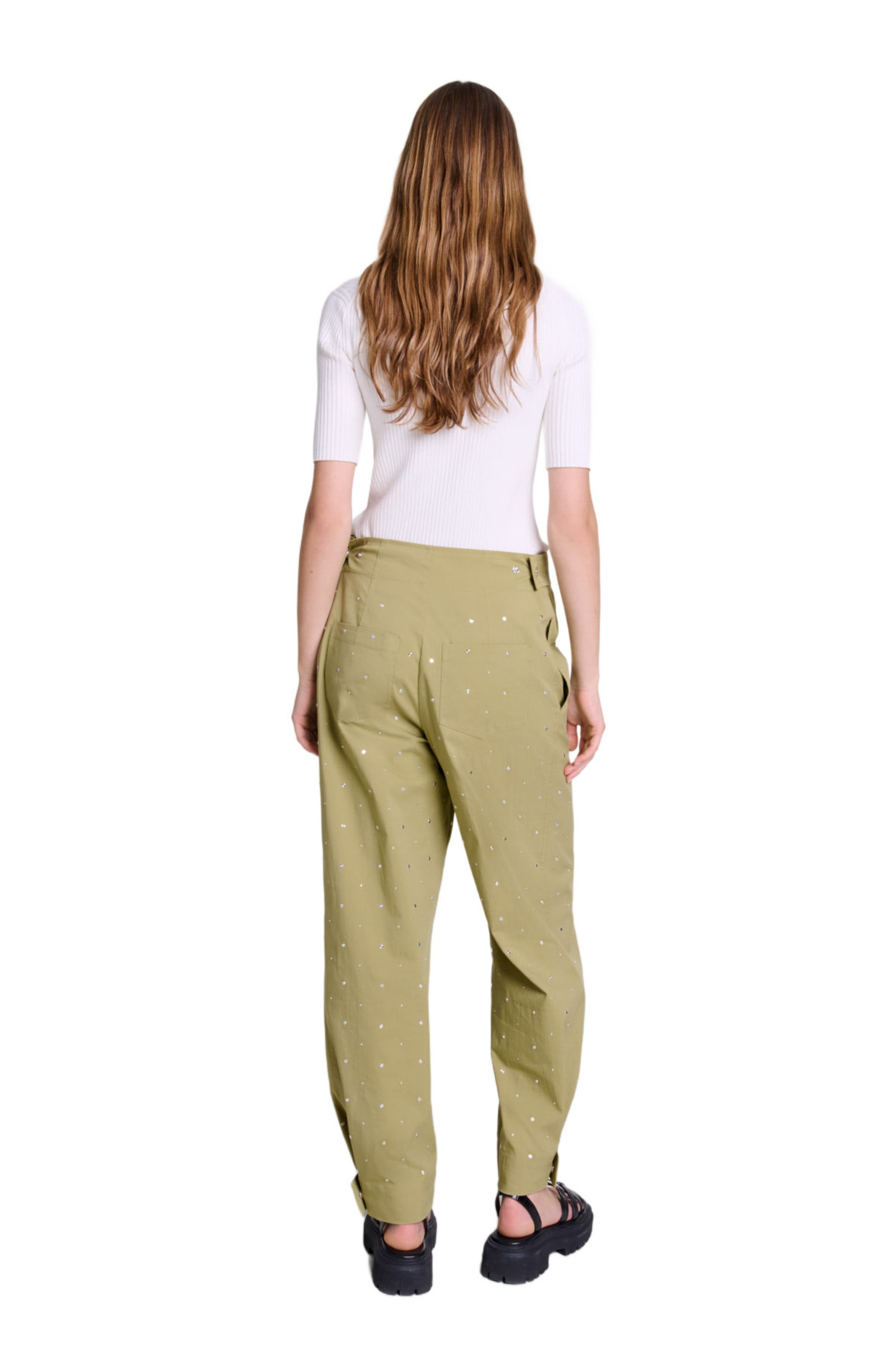 maje Cotton and silk ribbed top in Ecru at Nordstrom - 2