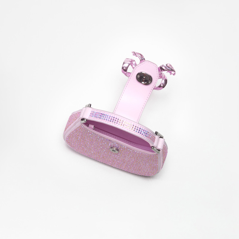 self-portrait Pink Rhinestone Crescent Bow Micro Bag outlook