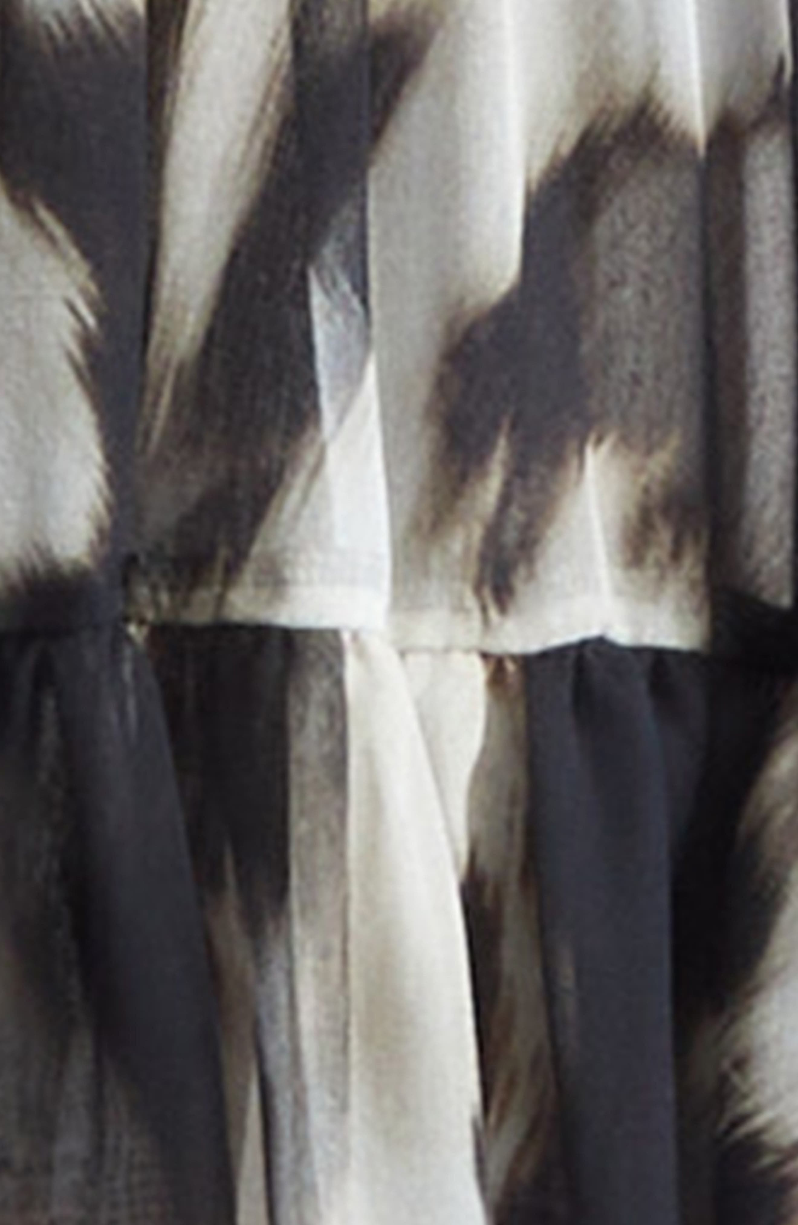 Oscar de la Renta Cow Print Long Sleeve Sheer Silk Dress in Ecru/Black at Nordstrom - 6
