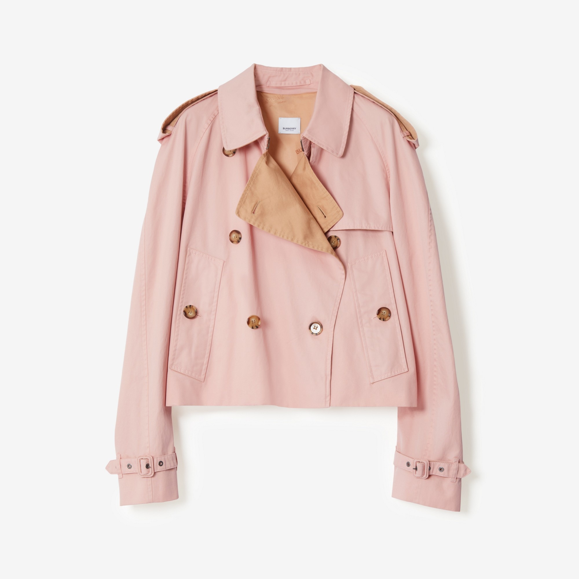 Cotton Gabardine Cropped Trench Coat - 1