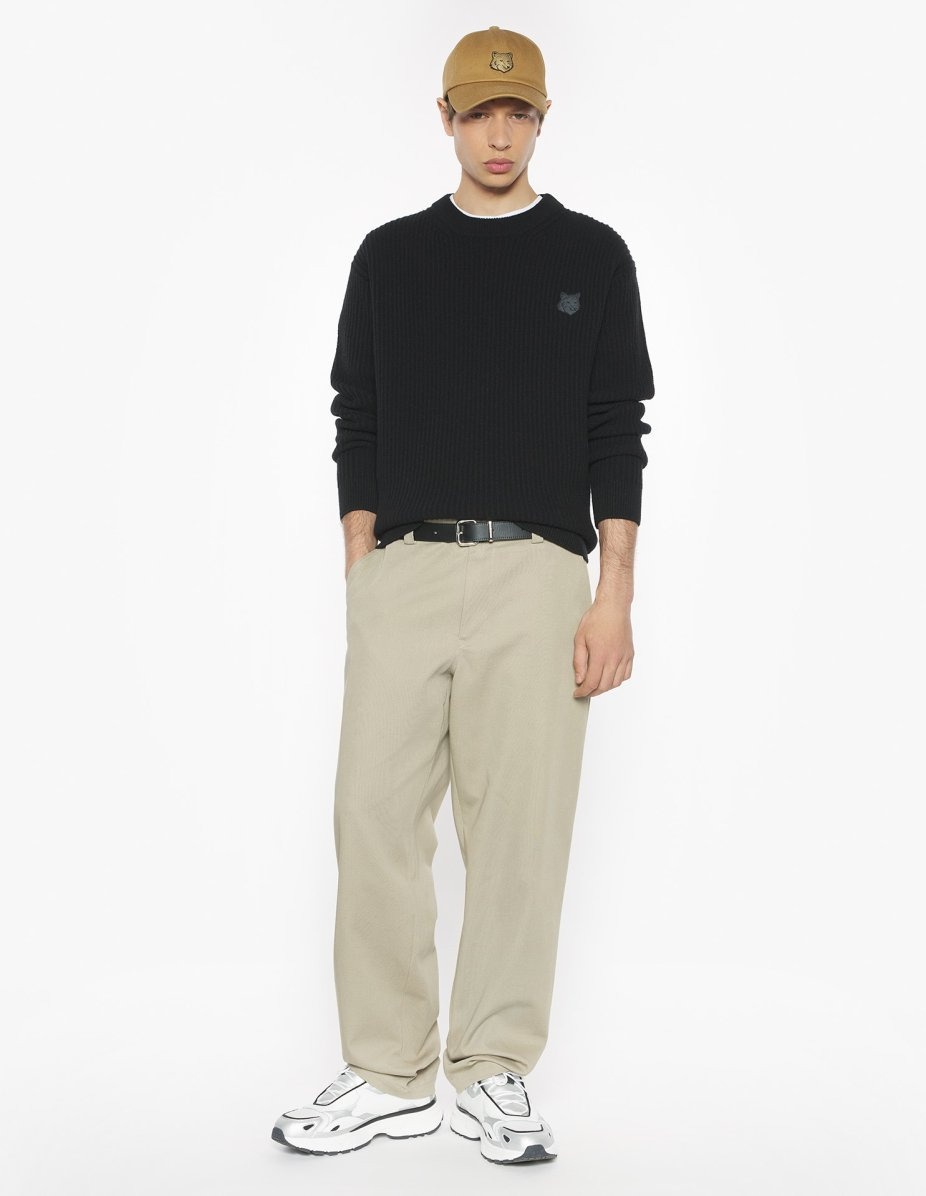 FOX HEAD WOOL RIBBED JUMPER - 2