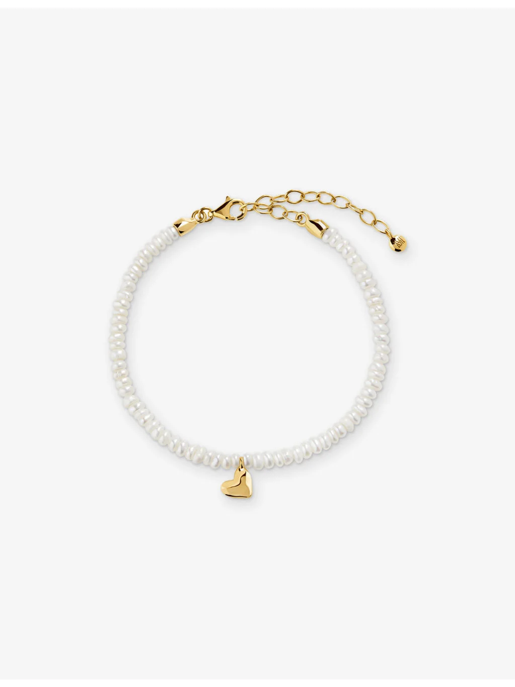 Heart Mini 18ct Yellow Gold-Plated Vermeil Sterling-Silver Pearl Bracelet - 1