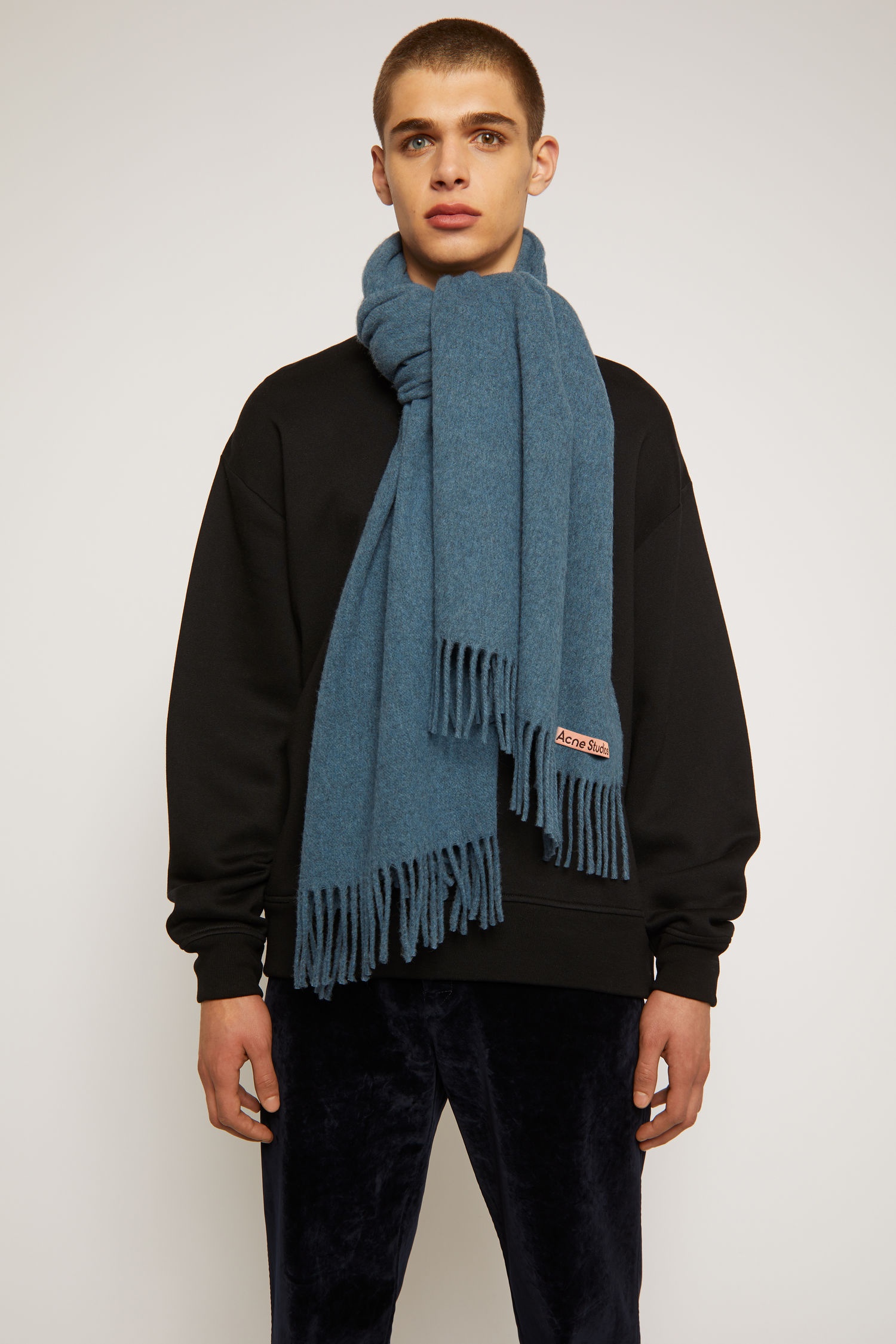 Oversized scarf dusty blue melange - 3