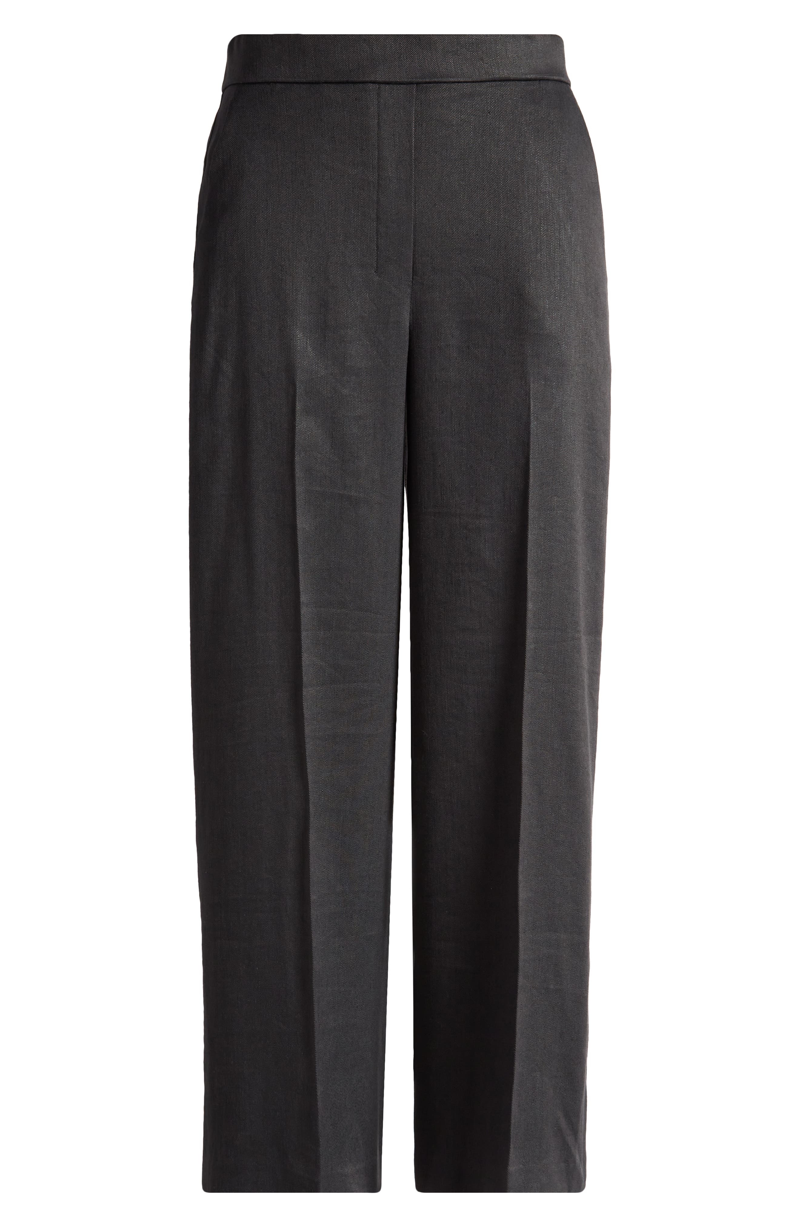 Theory Pull-On Linen Blend Wide Leg Pants in Black at Nordstrom - 5