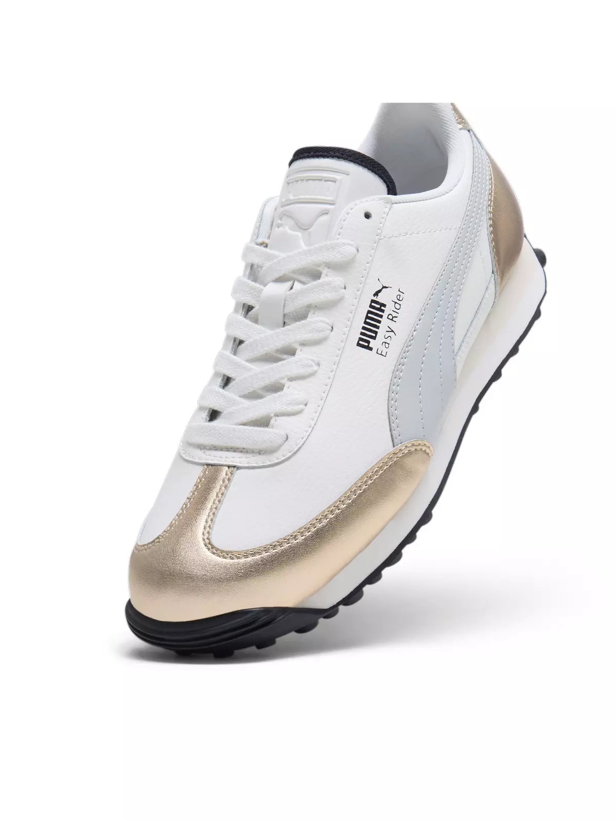 PUMA Easy Rider Mixed Metals "Warm White/PUMA Gold/Glacial Grey/PUMA Black" Women's Shoe - 5