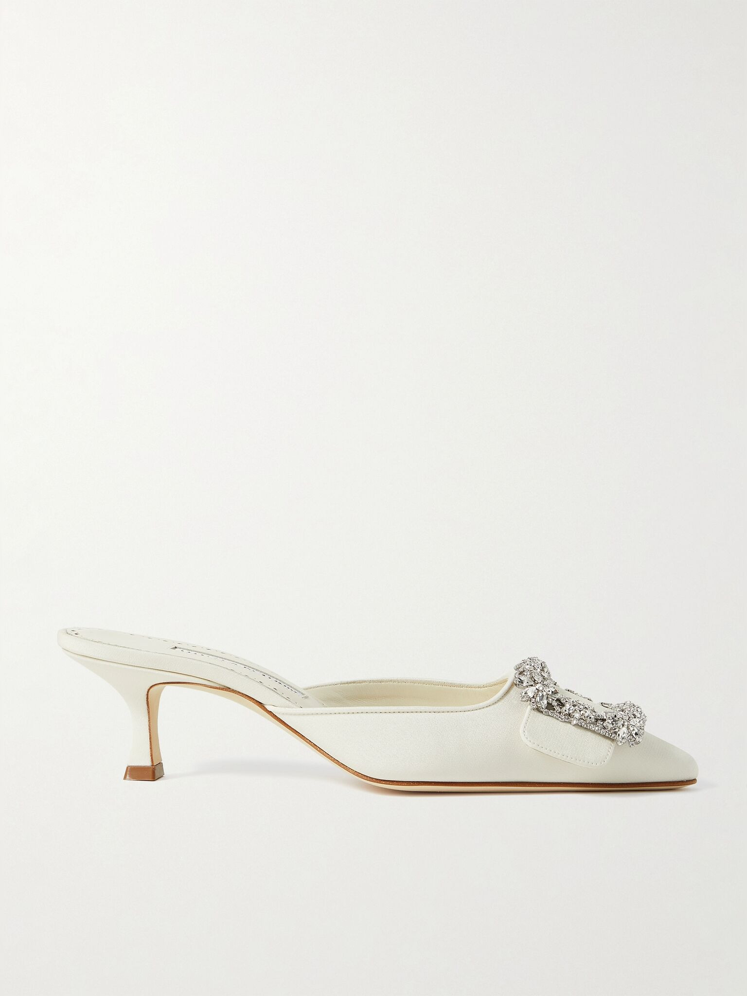 Maysale 50 buckled crepe de chine mules White - 1