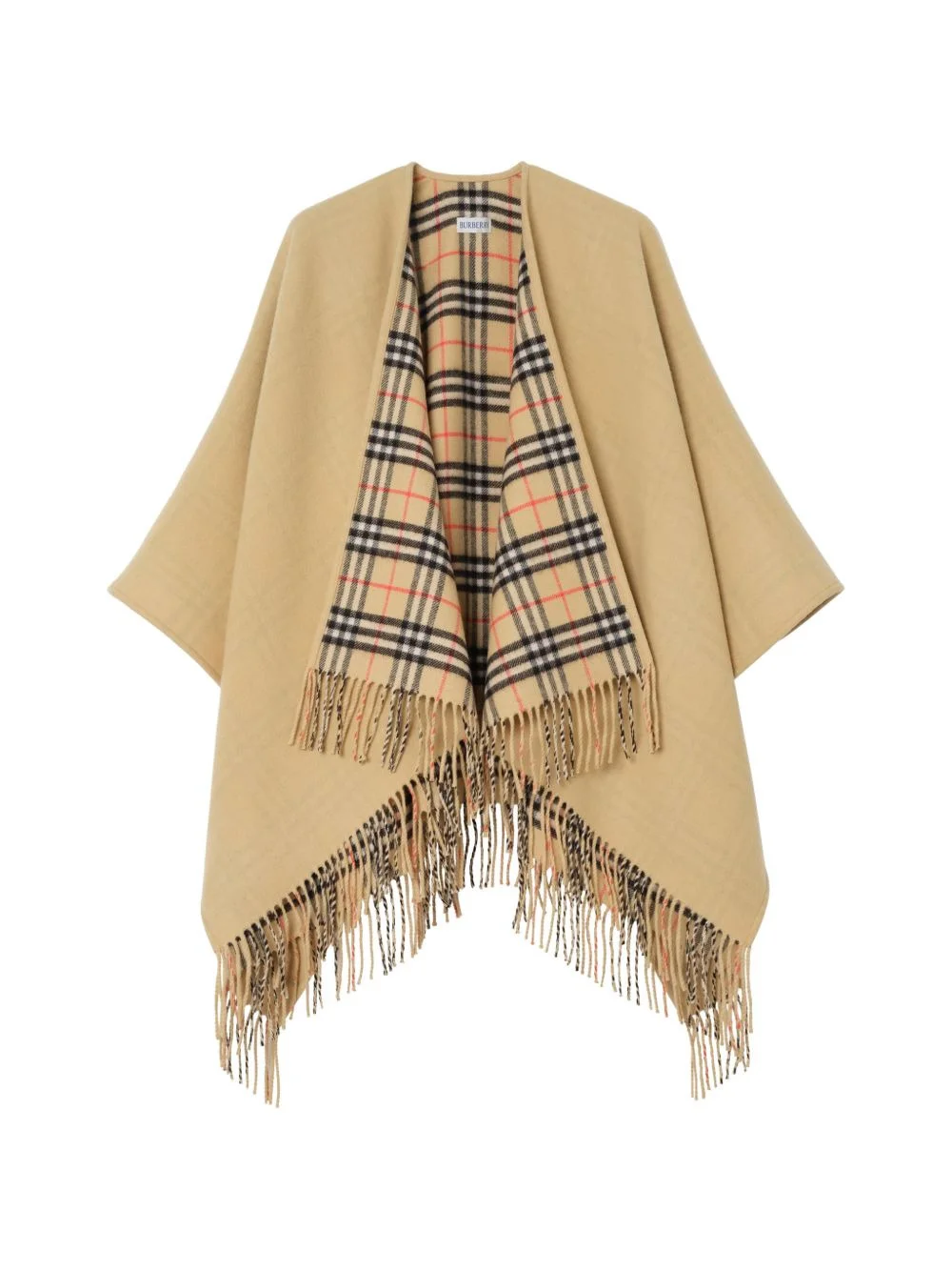 reversible Check wool cape - 1