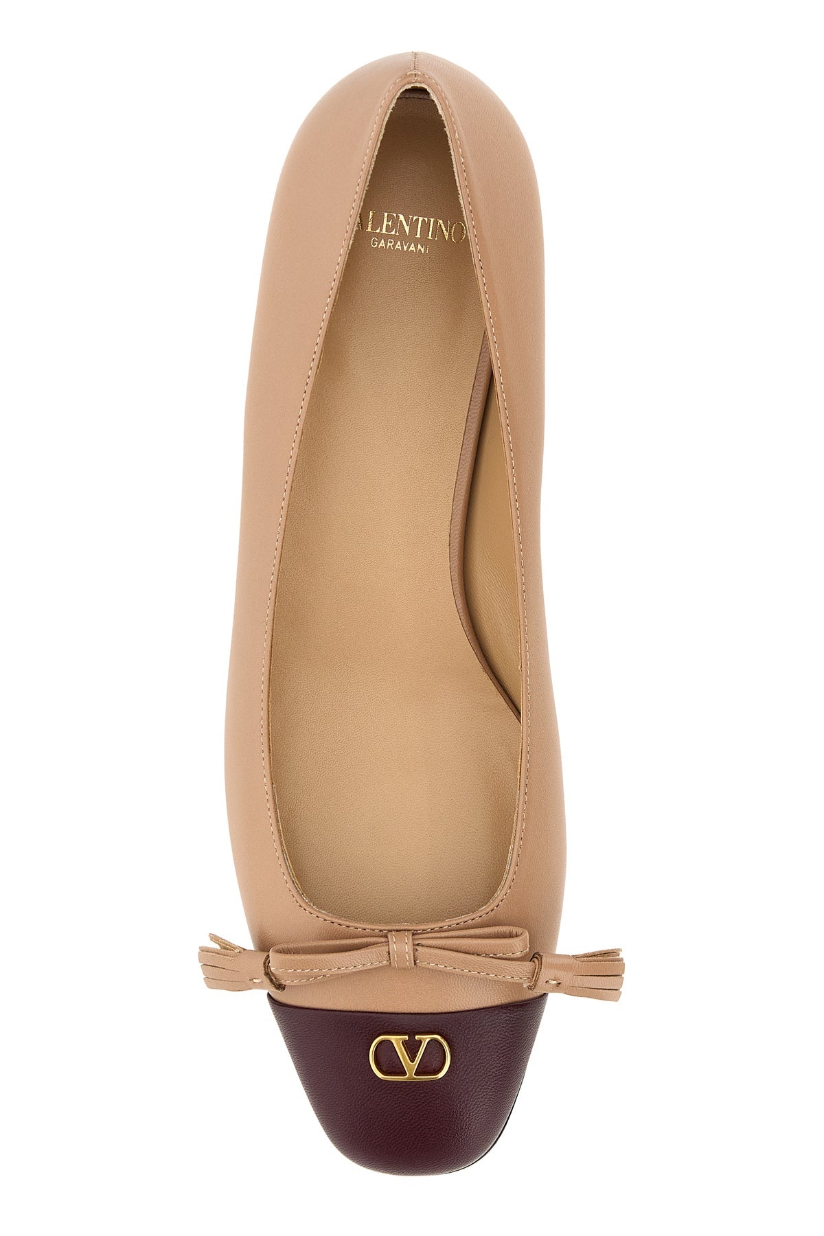 Antiqued pink leather VLogo Signature ballerinas - 4