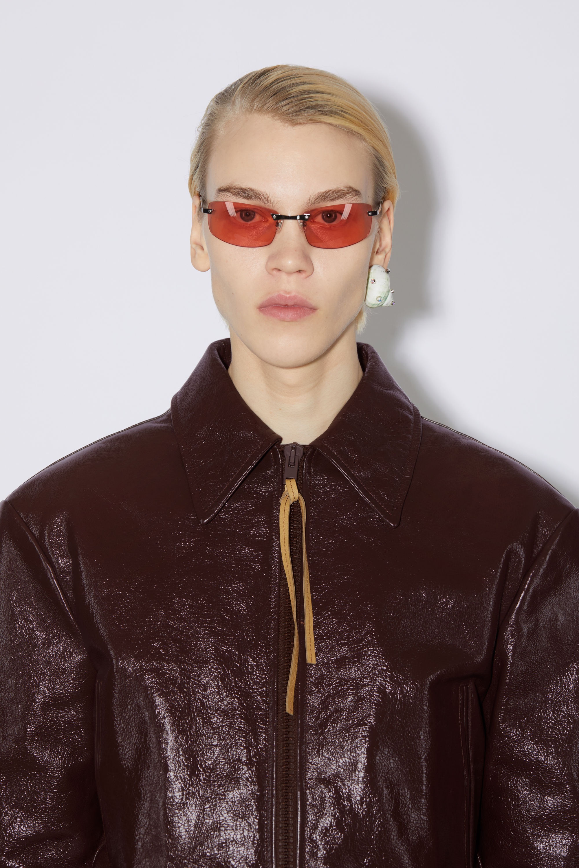 Leather bomber jacket - Brown/burgundy - 6