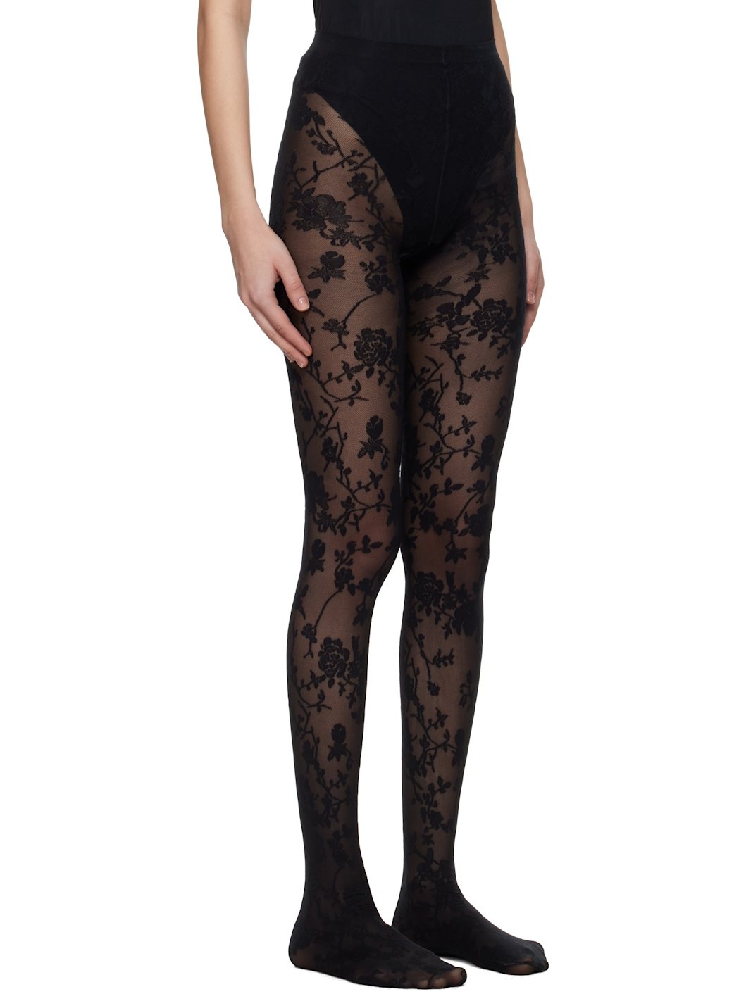 Black Flower Tights - 2