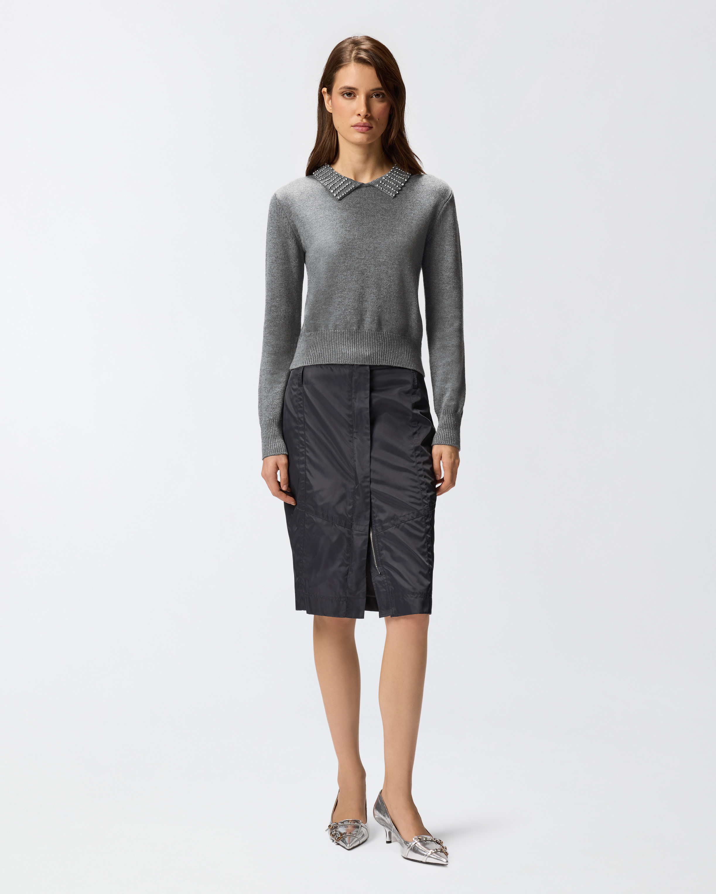 SWEATER WITH COLLAR AND RHINESTONES - 3