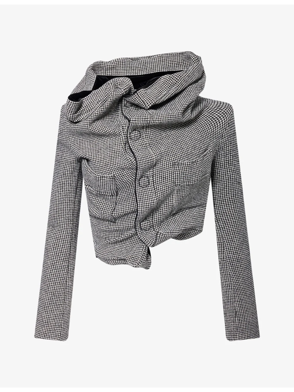 Asymmetric Cropped Wool-Blend Jacket - 1