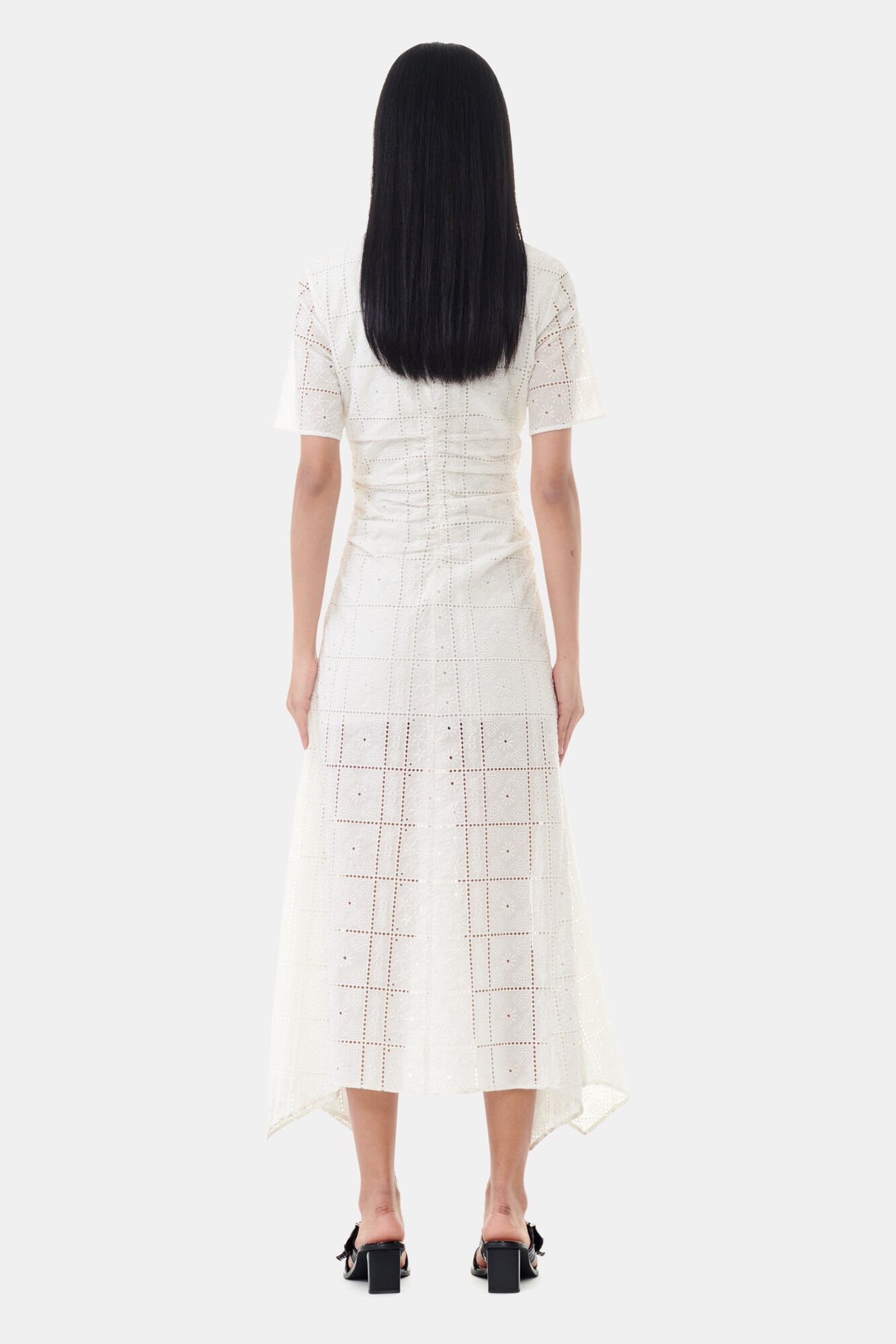 WHITE BRODERIE ANGLAISE LONG DRESS - 5