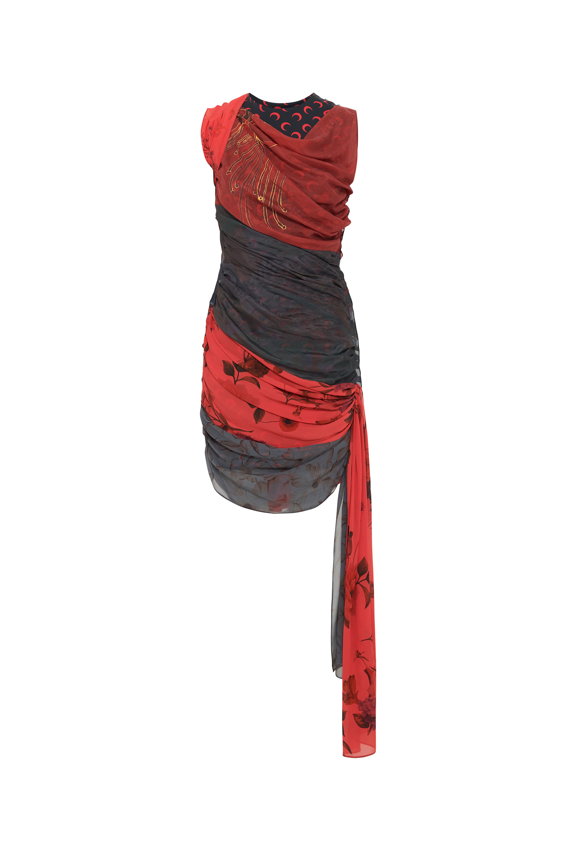 Upcycled Silk Scarves Draped Dress - 8