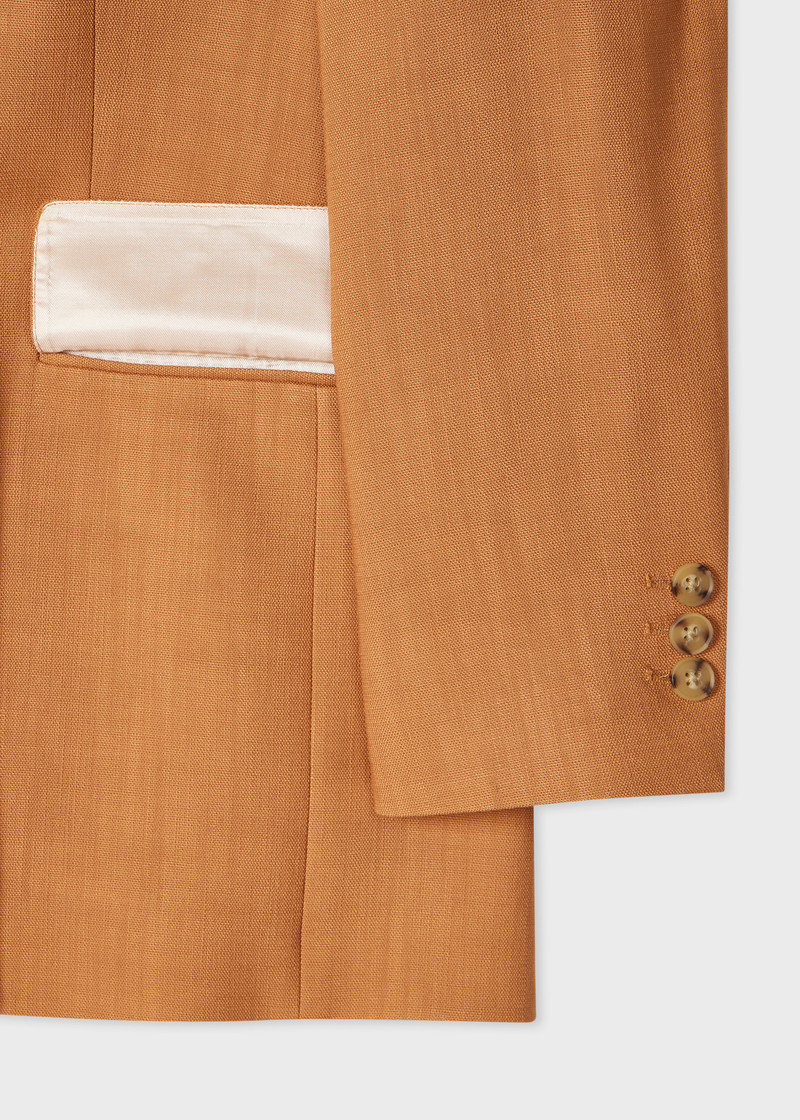 Women's Tan Textured Double-Breasted Blazer 3