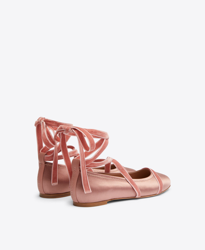 Spencer Pink Satin Flat Pumps 3