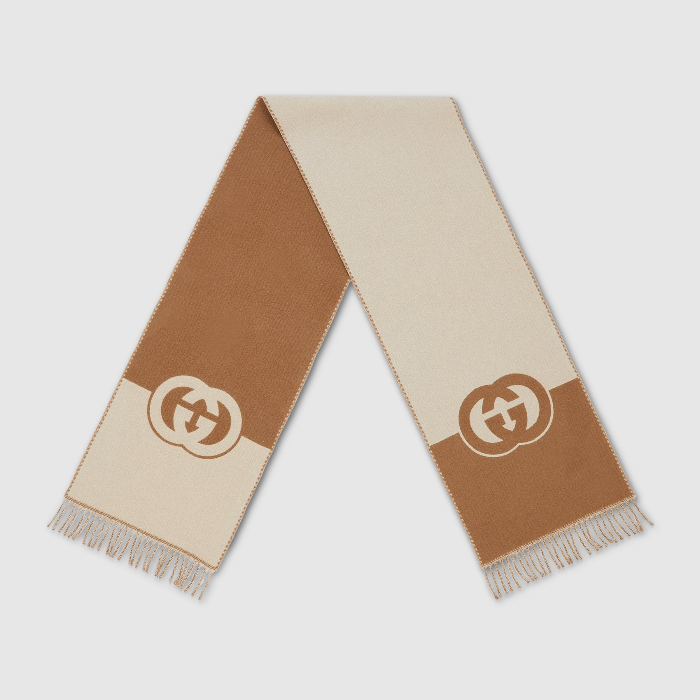 Wool cashmere scarf with Interlocking G - 2