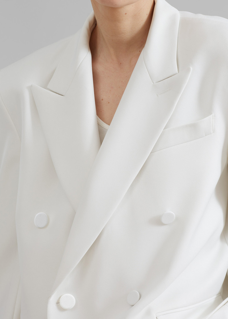 Zia Covered Buttons Blazer - White 9