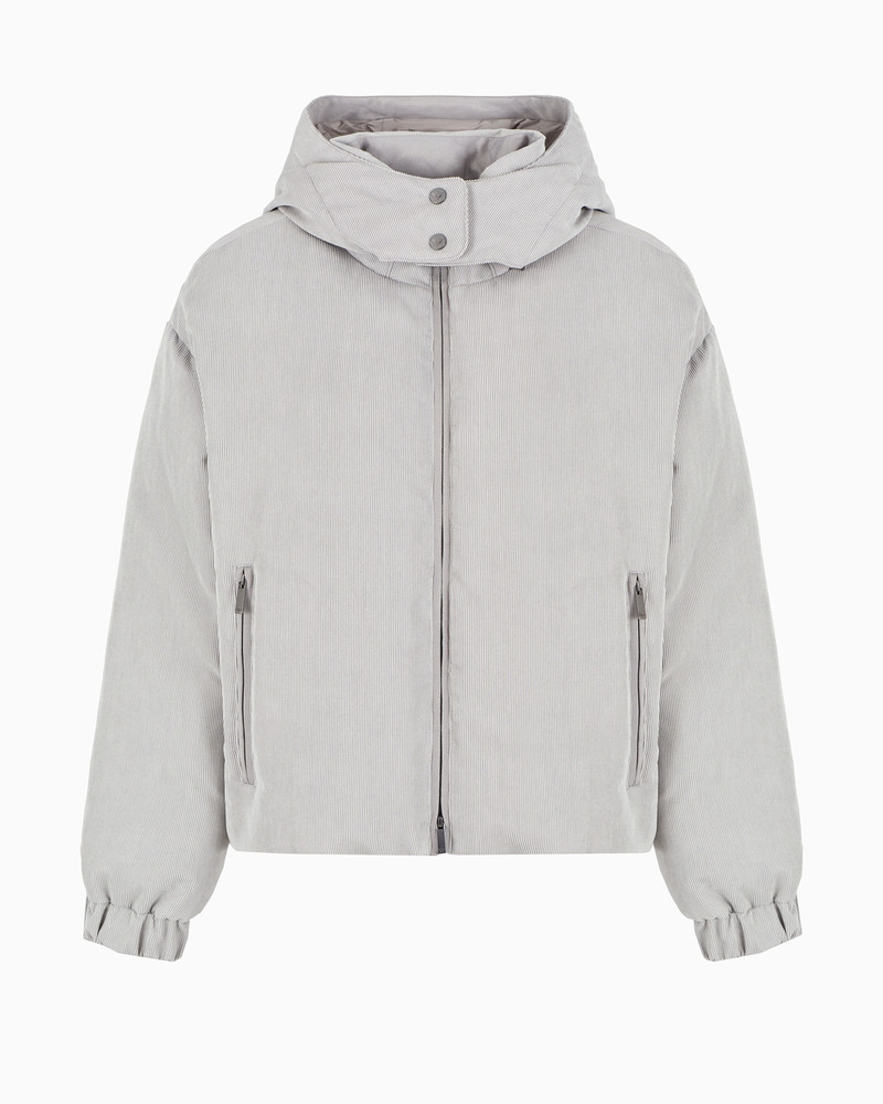 ASV water-repellent corduroy down jacket with hood and recycled down 1