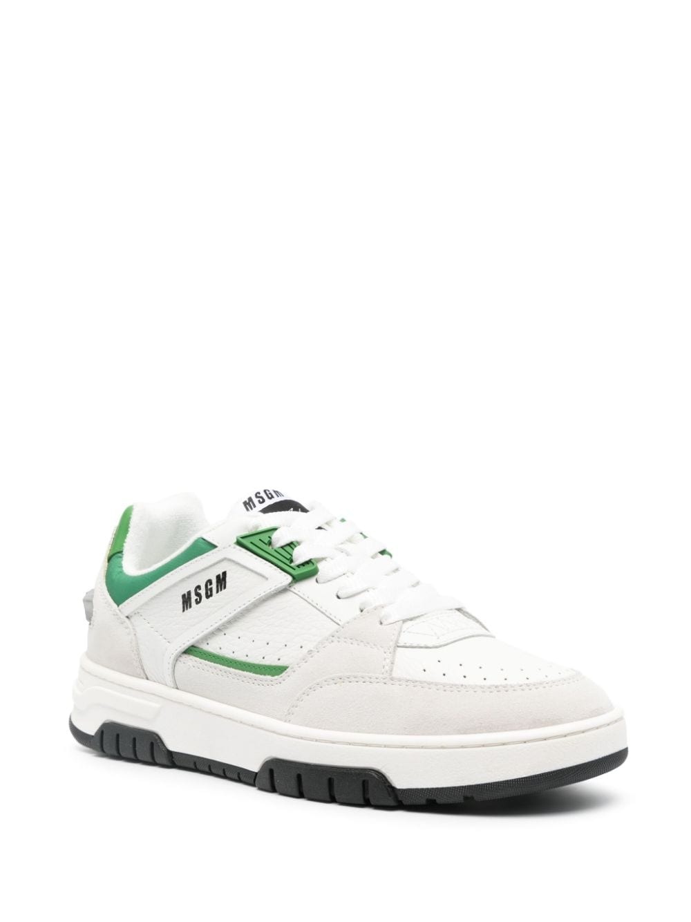 panelled leather sneakers - 2