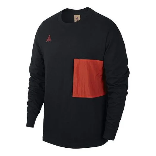 Men's Nike ACG Casual Sports Pullover Long Sleeves Black T-Shirt 'Black Habanero Red' BQ7289-010 - 1