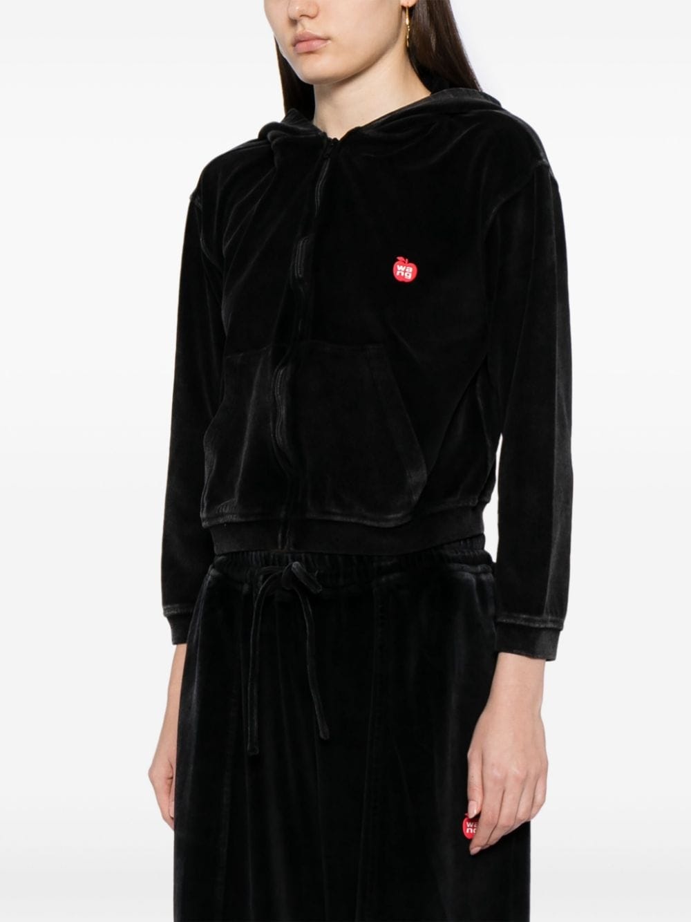 velour zip-up hoodie - 3