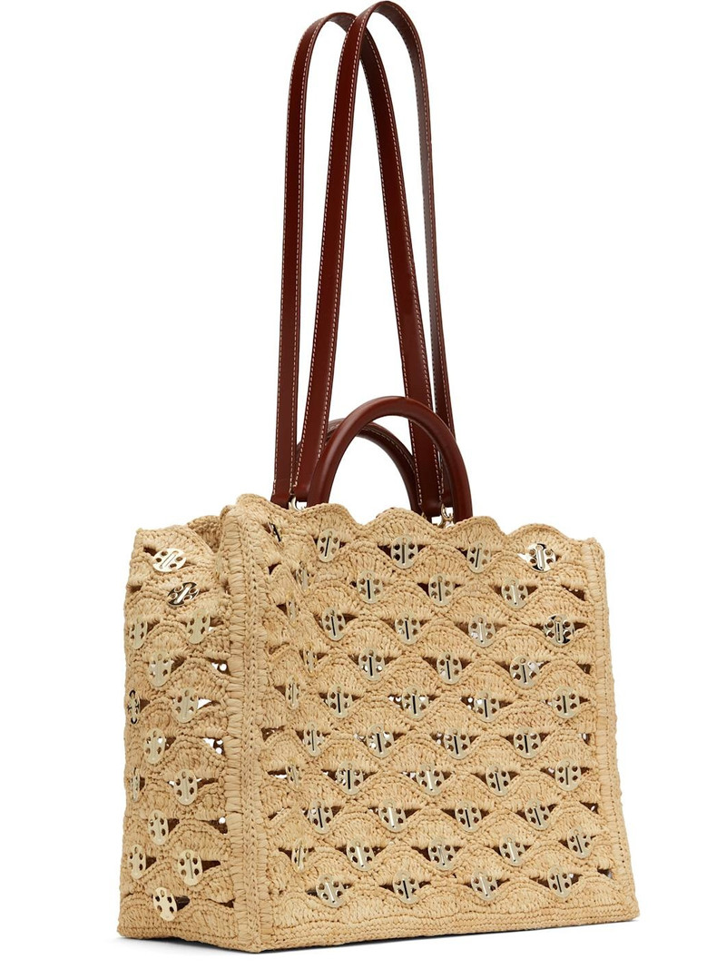 rabanne Beige 1969 Raffia Tote outlook