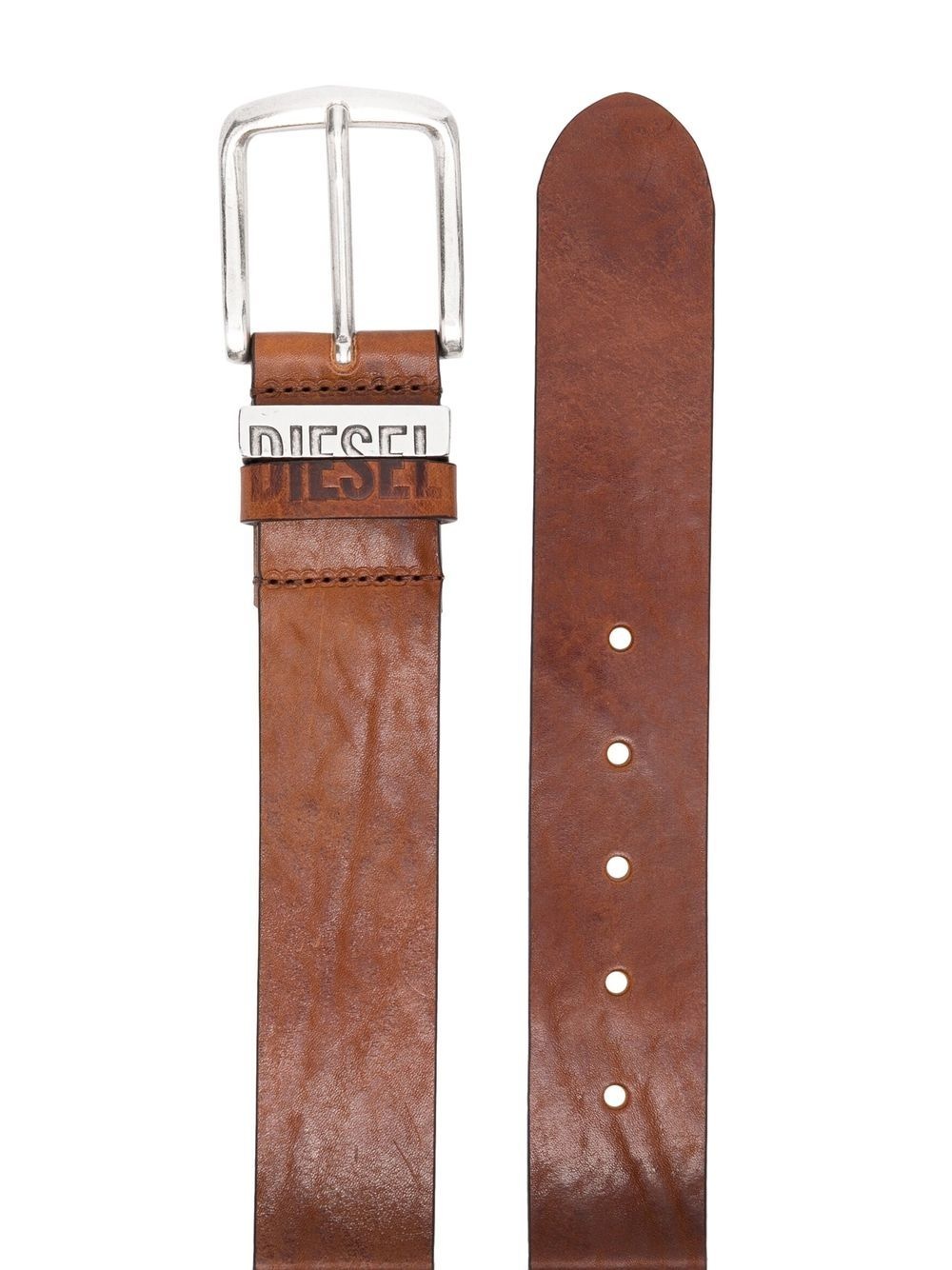 logo-loop leather buckle belt - 2