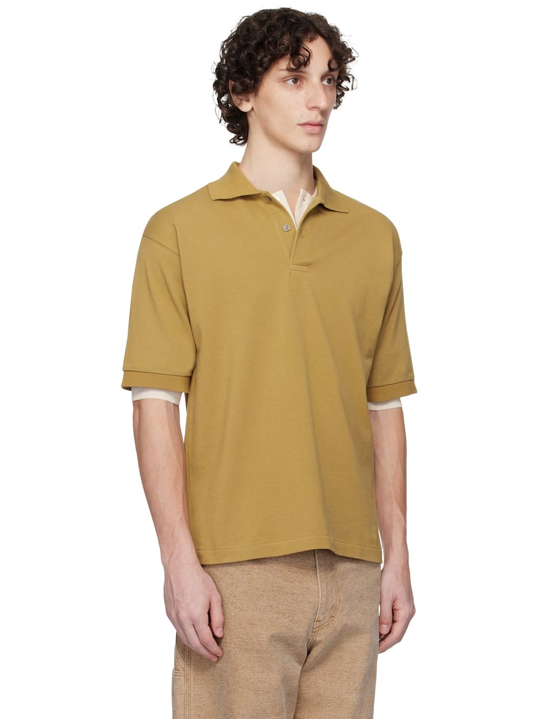 Khaki Pima Cotton Heavy Pique Polo - 2