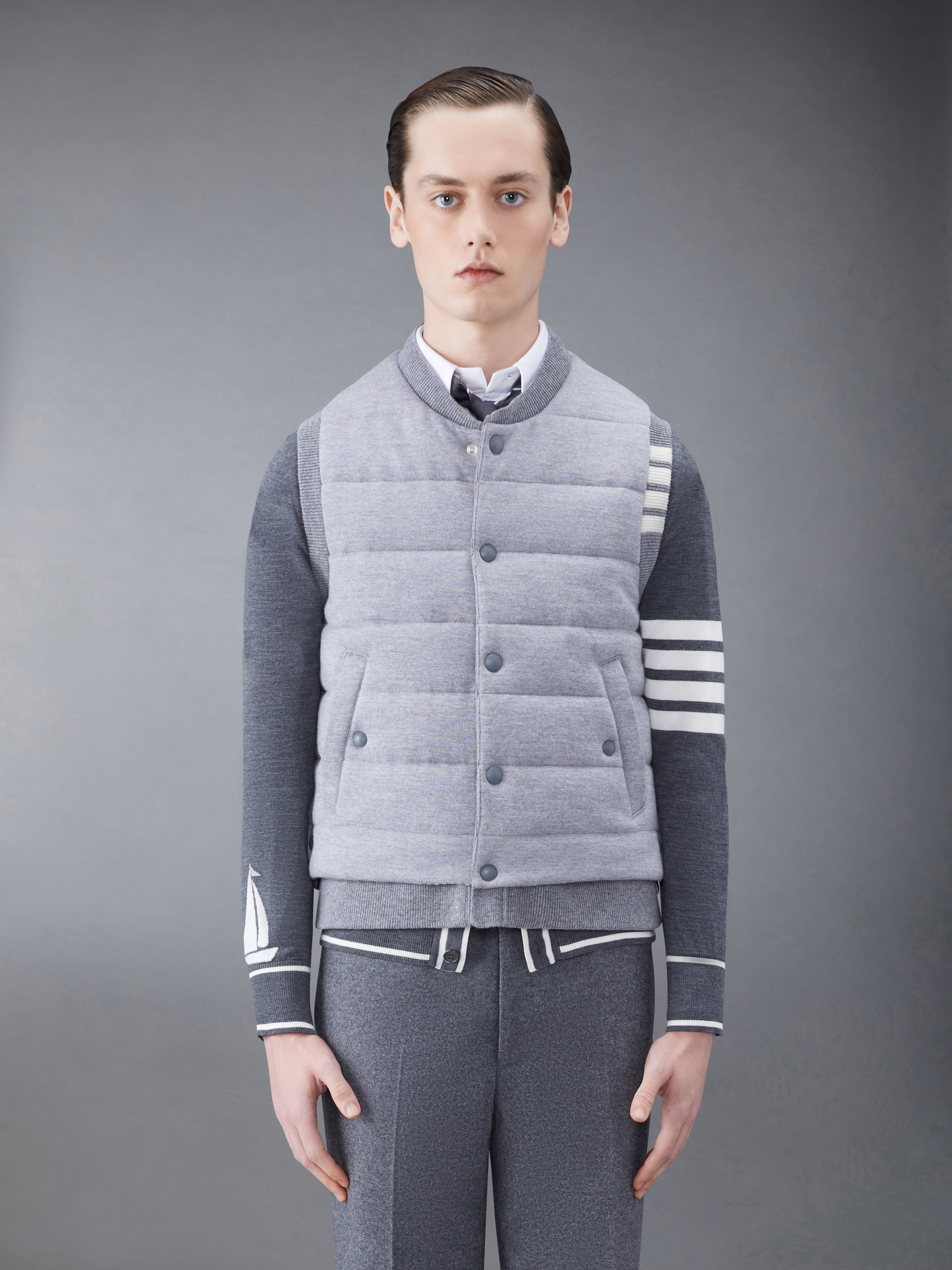 MERINO AND JERSEY DOWN REVERSIBLE VEST - 1