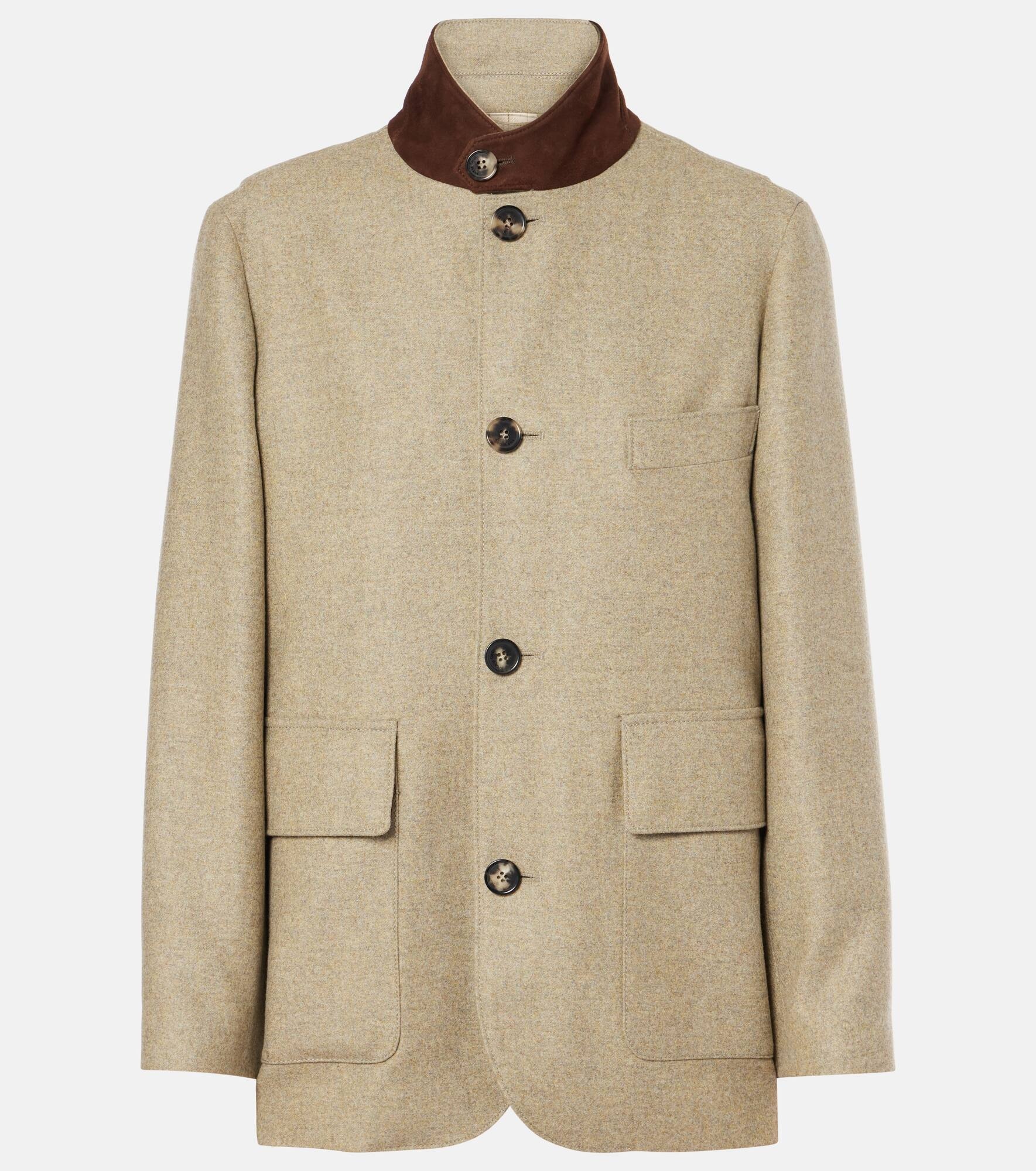 Roadster leather-trimmed wool-blend jacket - 1