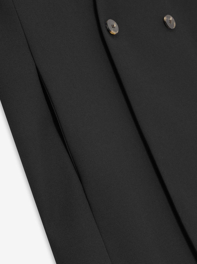 Wool Gabardine Double Breasted Lapelless Blazer 4