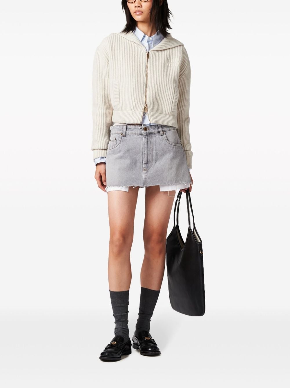 logo-embroidered denim miniskirt - 2