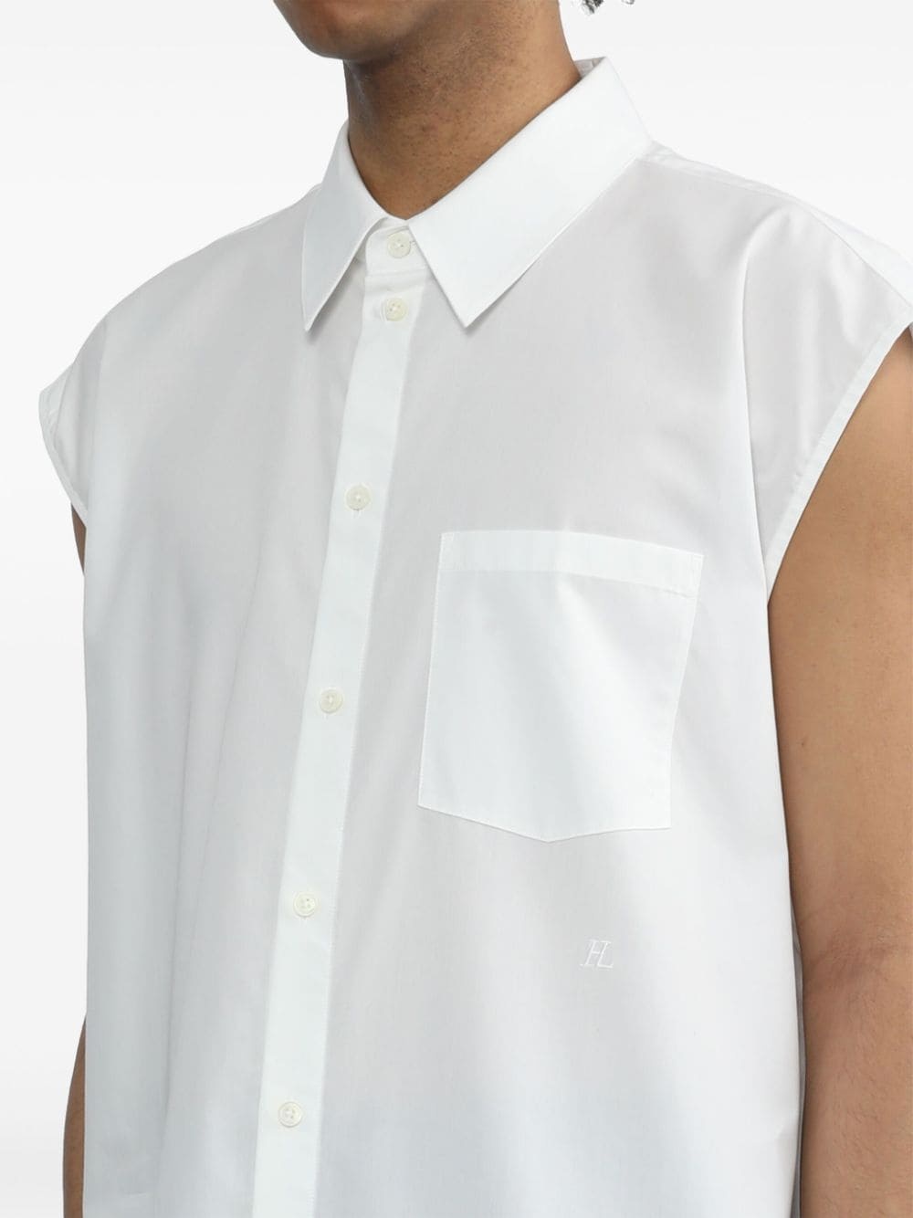 sleeveless cotton poplin shirt - 5