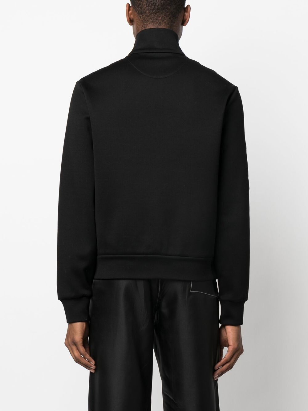 contrasting-fabric zip-up sweatshirt - 4