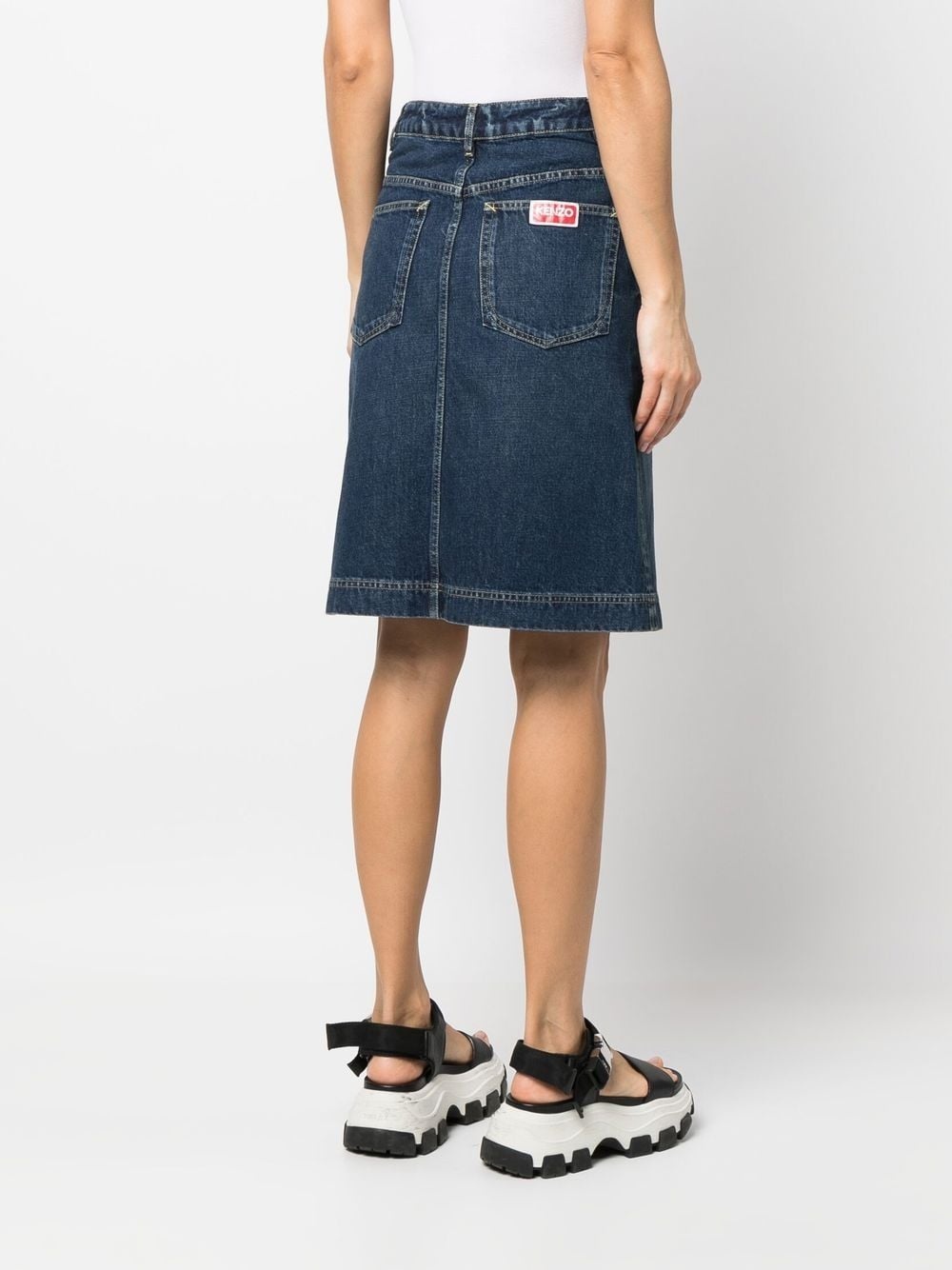 knee-length denim skirt - 4